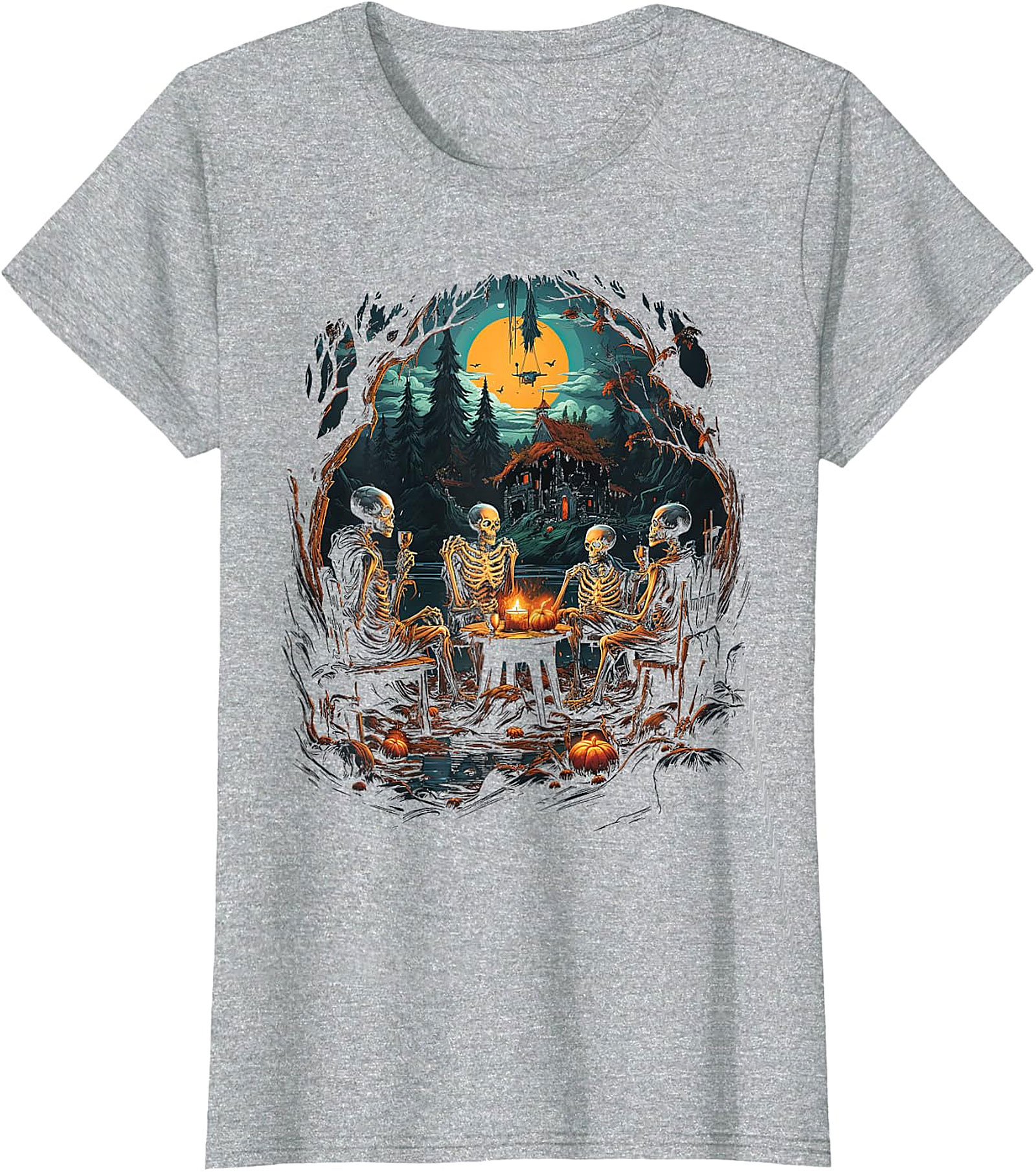 Skeleton Soiree Moonlight Graphic Tee | Spooky Halloween Apparel
