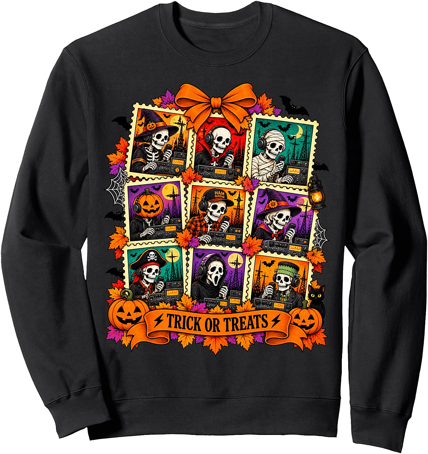 Halloween Ham Radio Skeleton Sweatshirt Amateur Radio