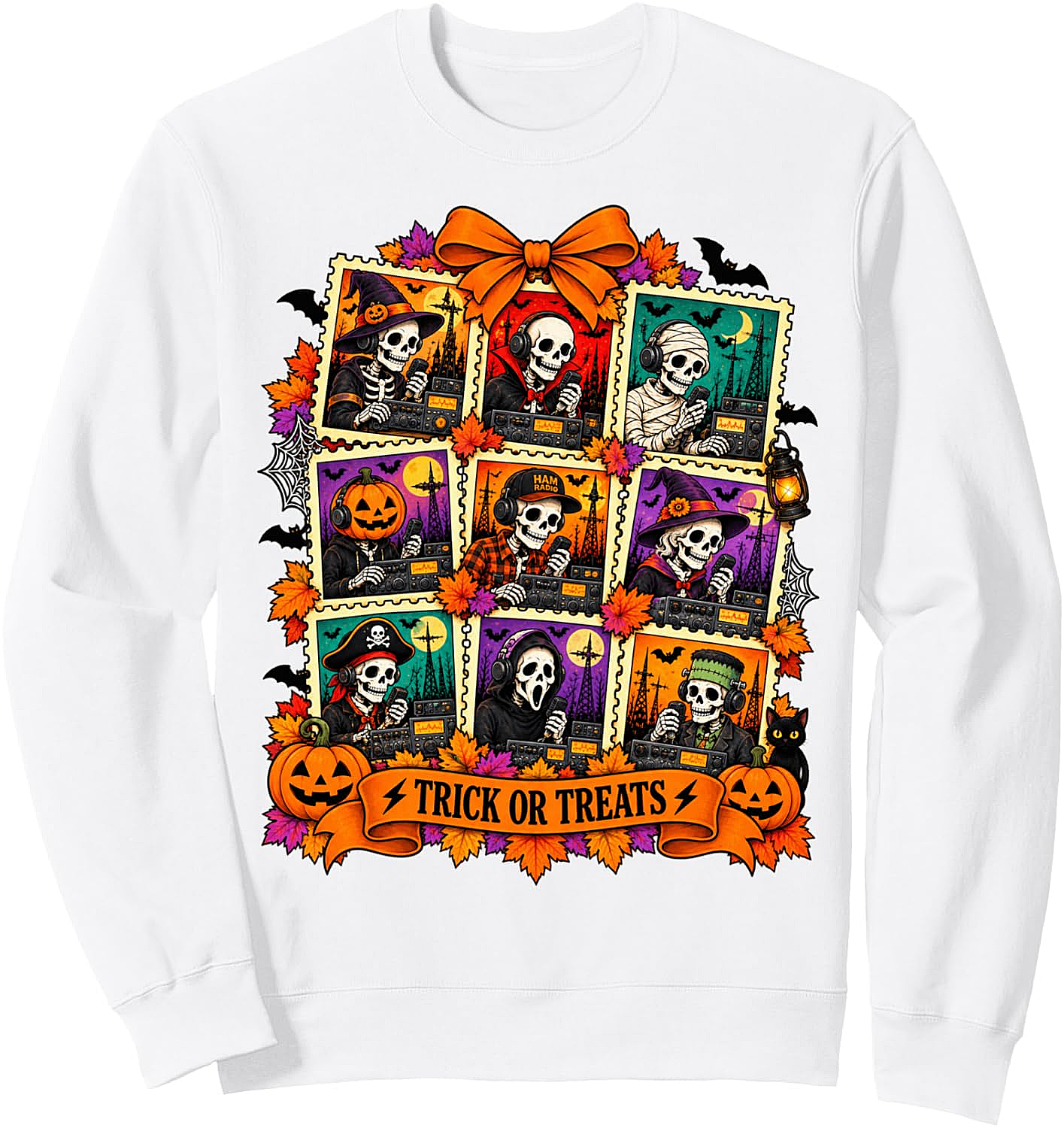 Halloween Ham Radio Skeleton Sweatshirt Amateur Radio