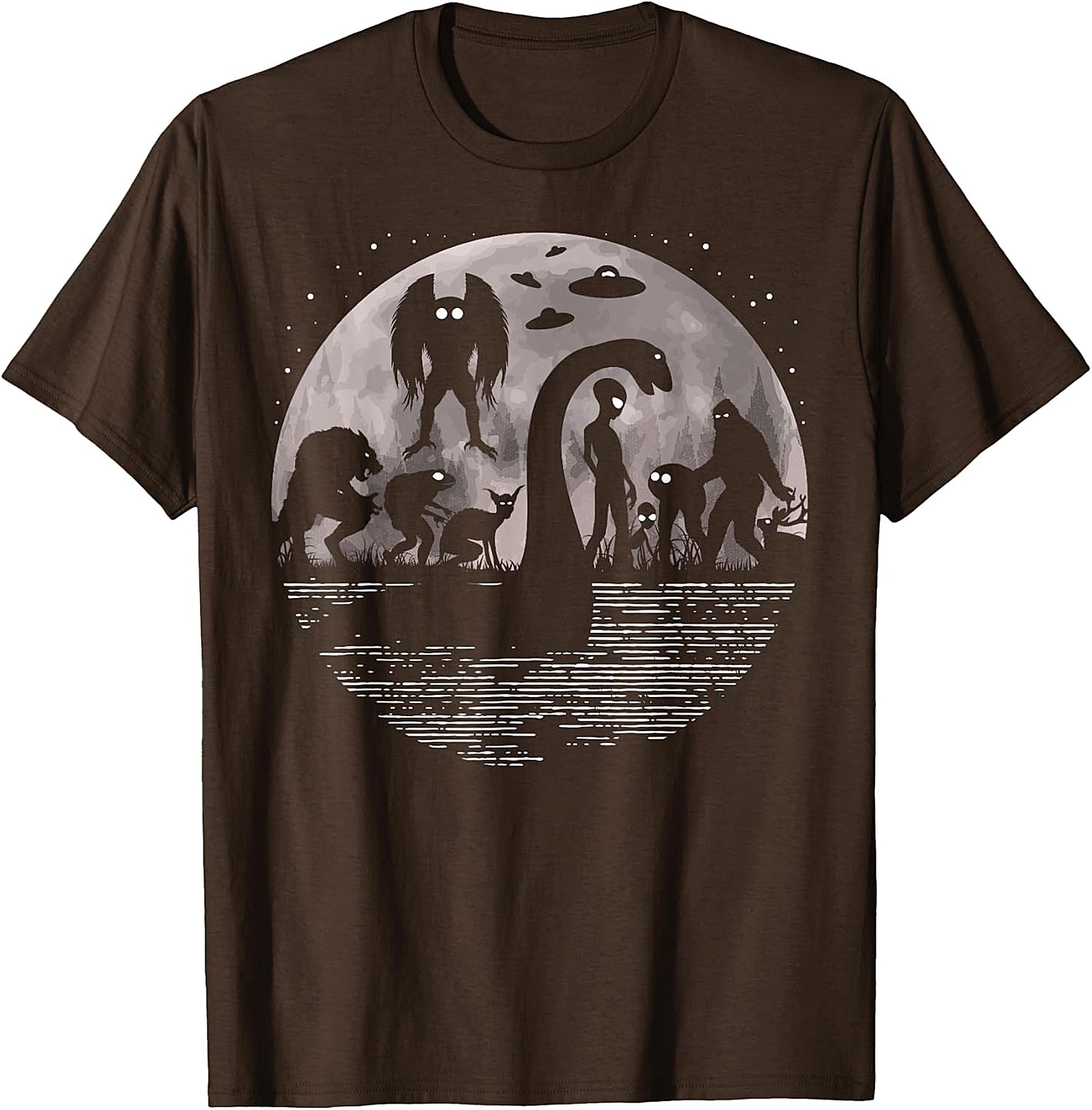 Cryptid & Alien Full Moon Tee - Bigfoot, Nessie & UFOs