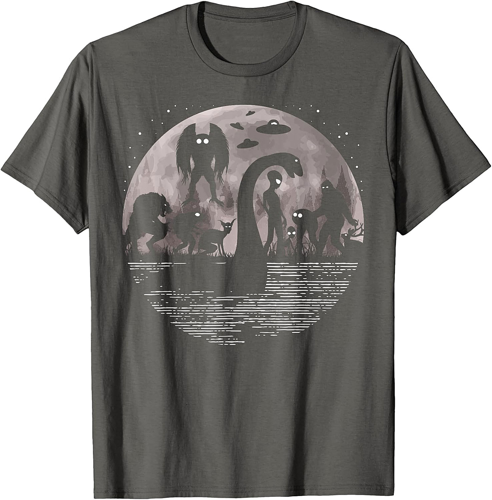 Cryptid & Alien Full Moon Tee - Bigfoot, Nessie & UFOs