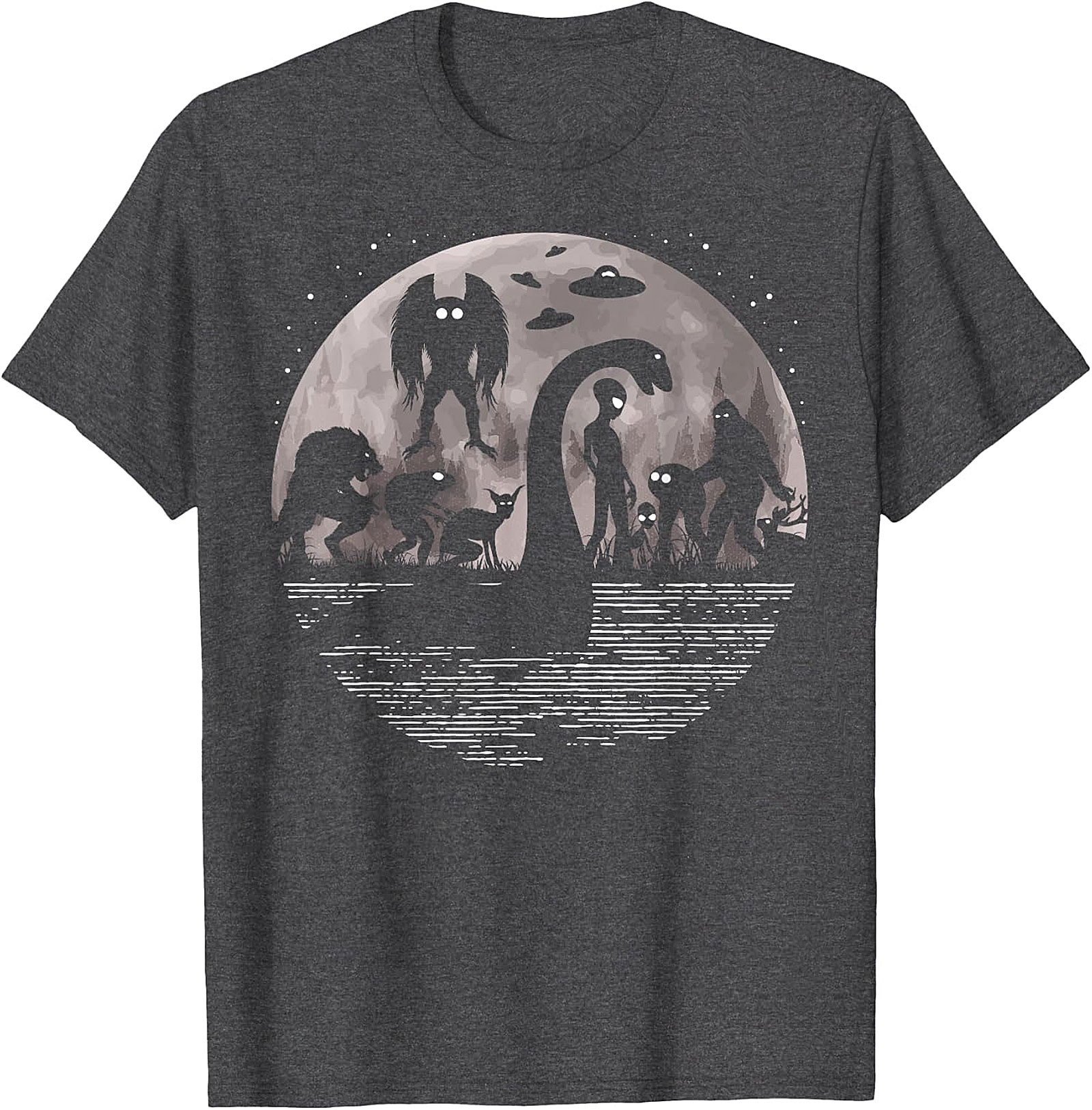 Cryptid & Alien Full Moon Tee - Bigfoot, Nessie & UFOs