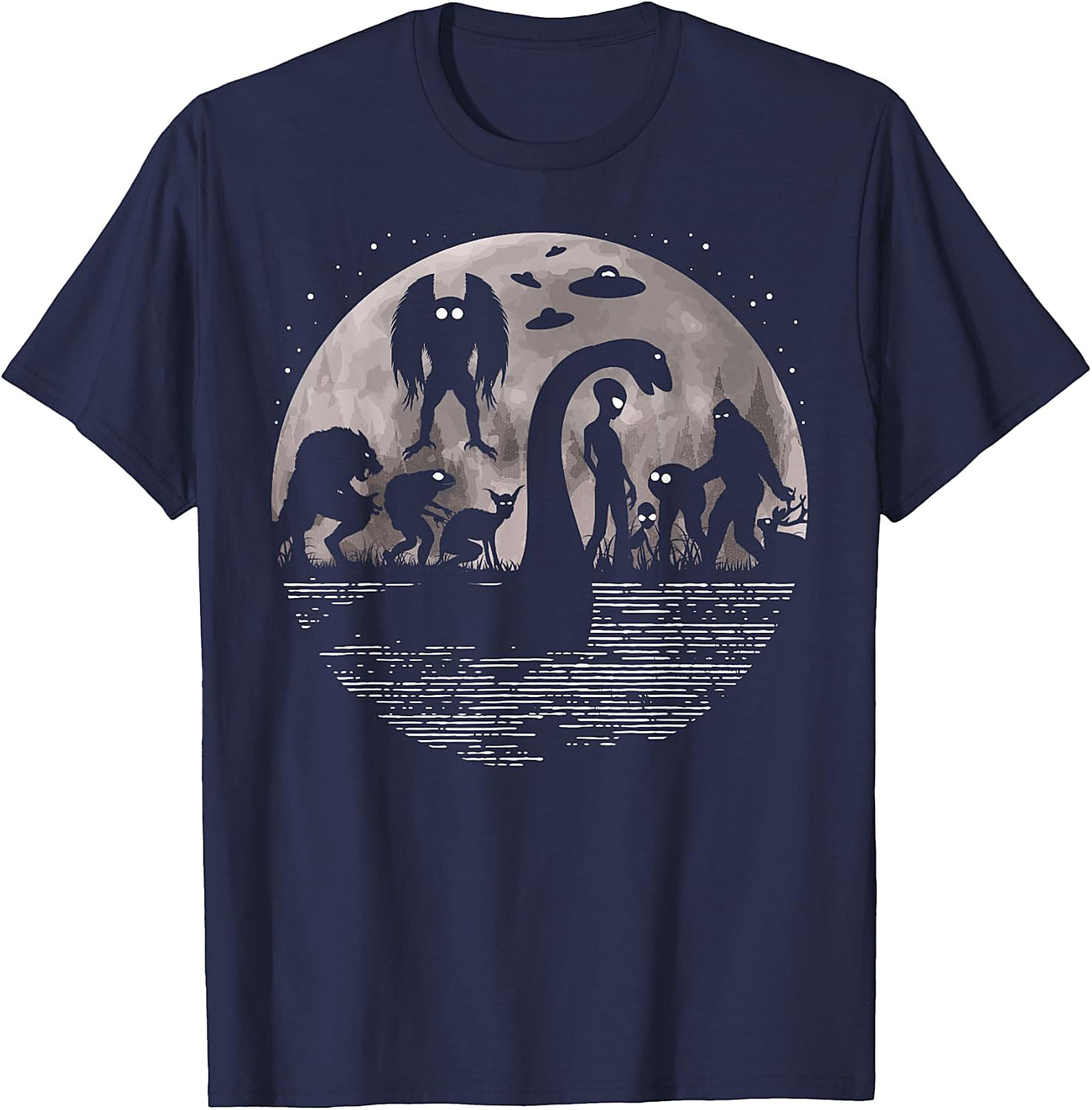 Cryptid & Alien Full Moon Tee - Bigfoot, Nessie & UFOs