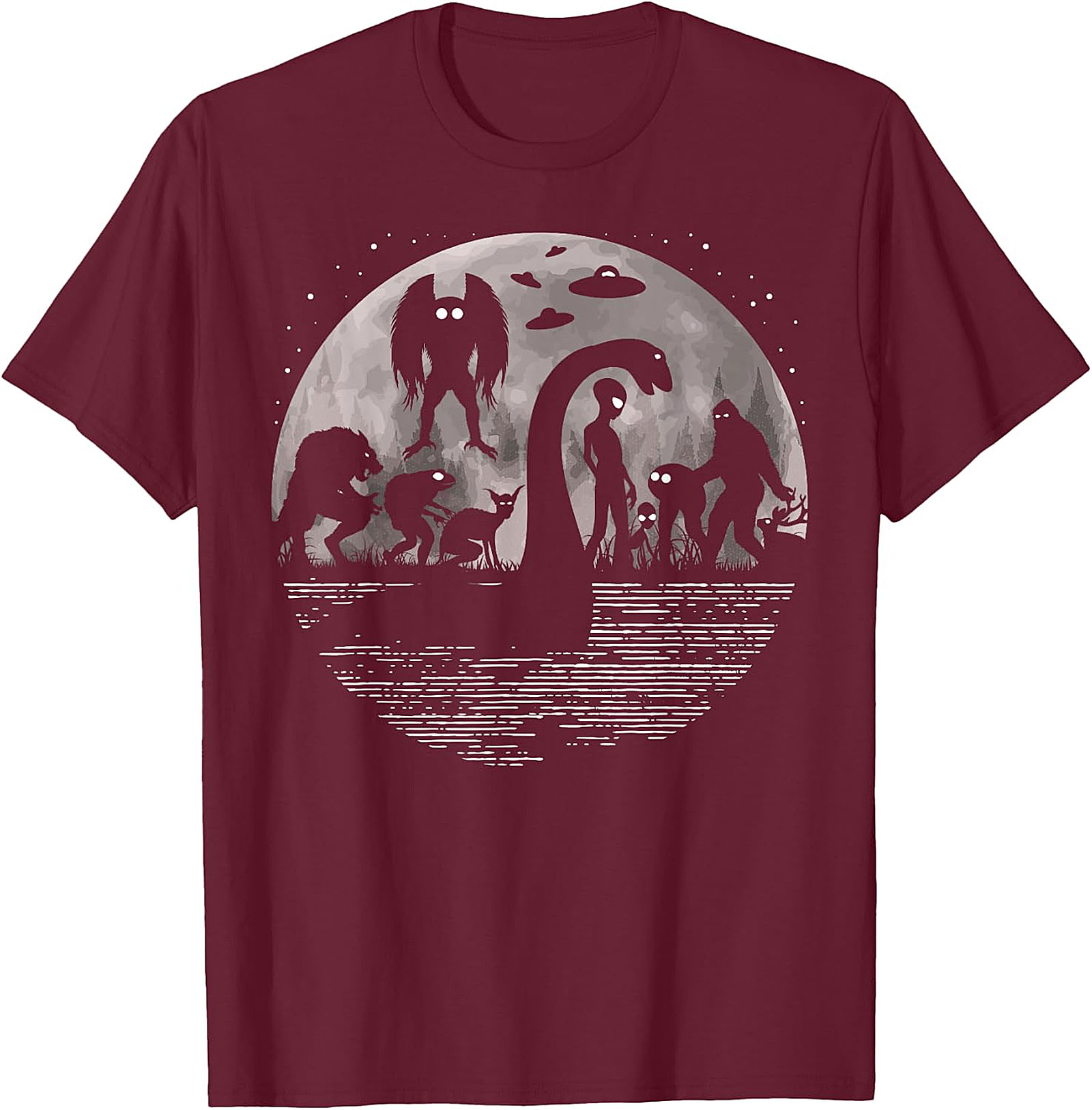 Cryptid & Alien Full Moon Tee - Bigfoot, Nessie & UFOs