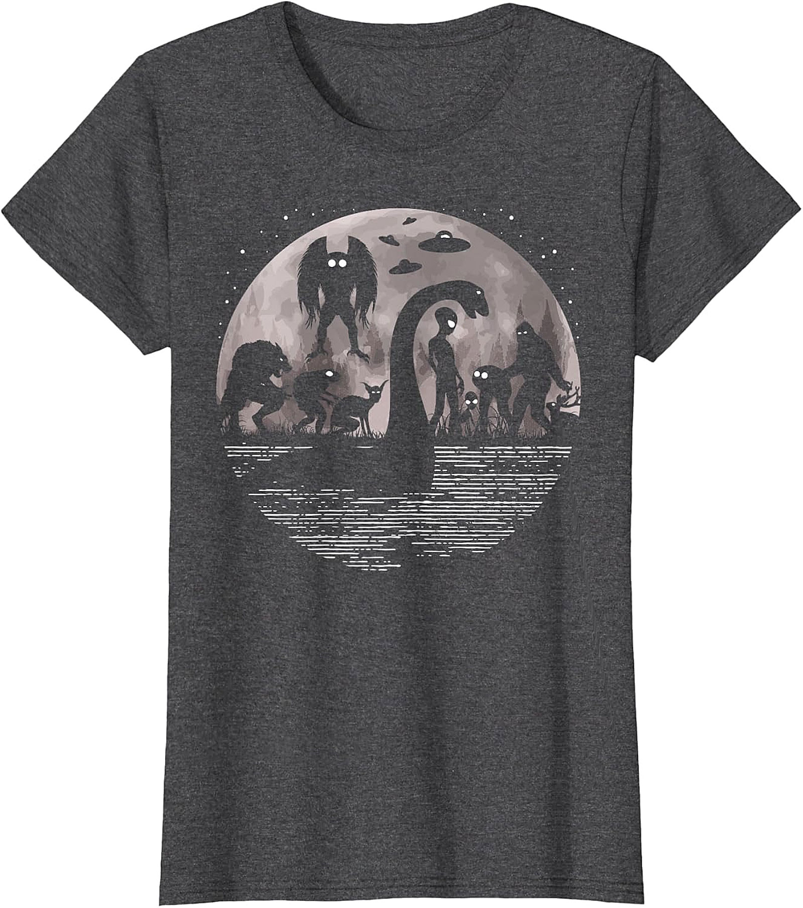 Cryptid & Alien Full Moon Tee - Bigfoot, Nessie & UFOs