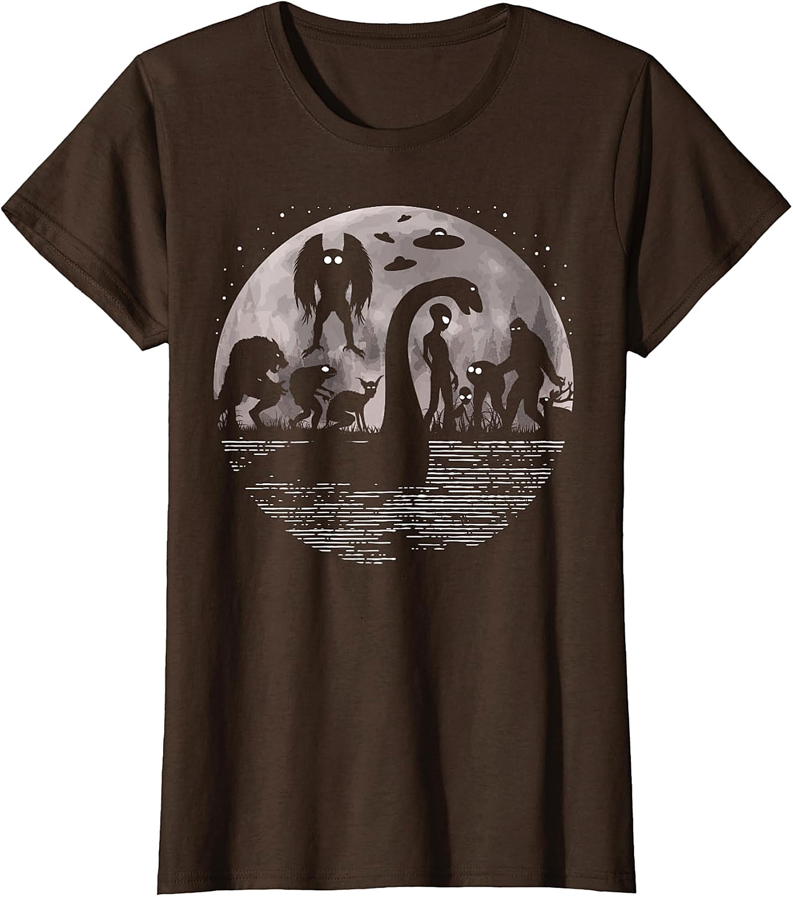 Cryptid & Alien Full Moon Tee - Bigfoot, Nessie & UFOs