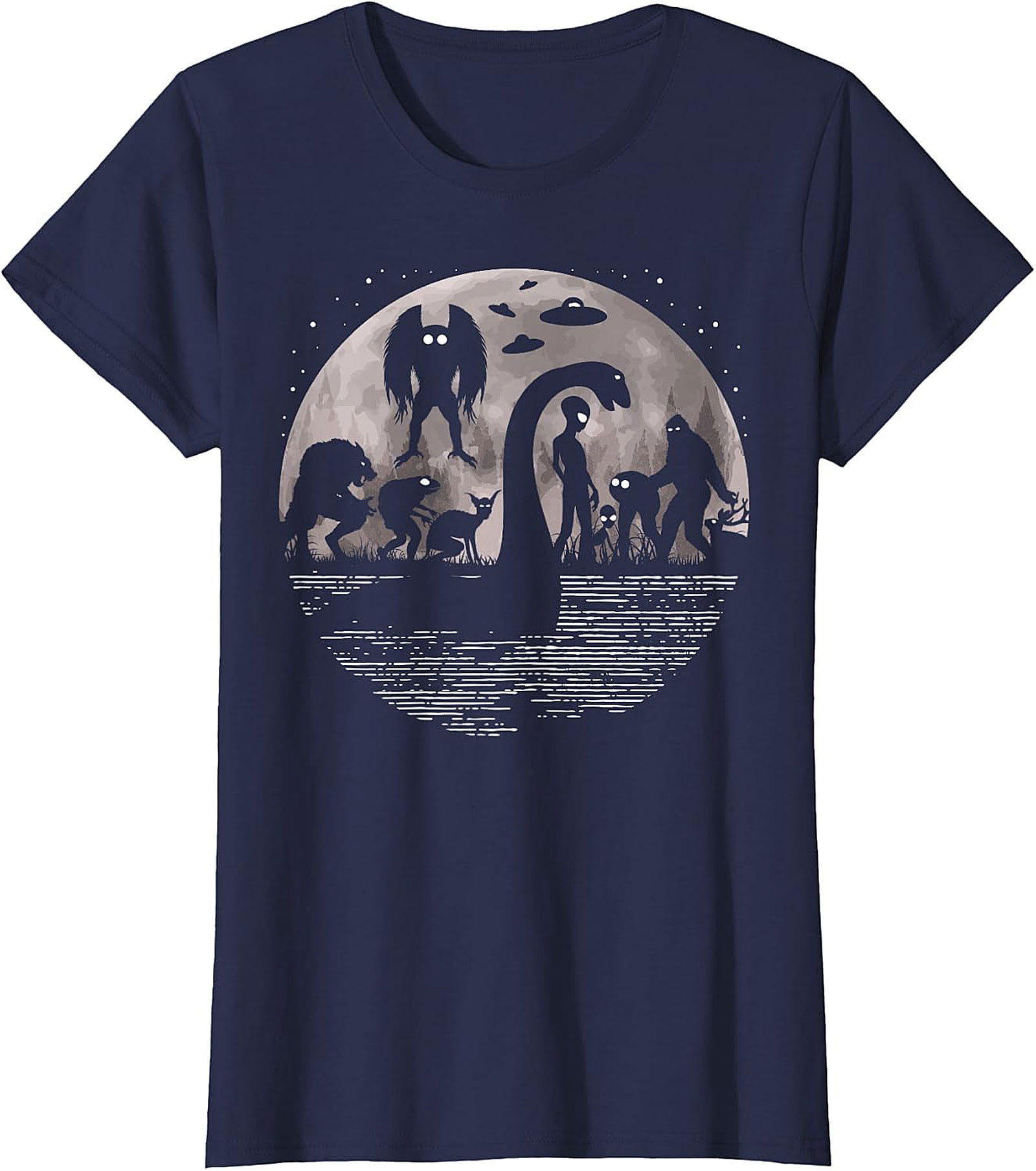 Cryptid & Alien Full Moon Tee - Bigfoot, Nessie & UFOs