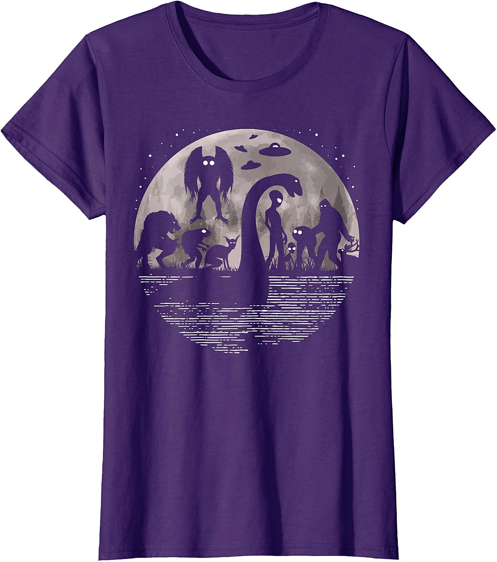 Cryptid & Alien Full Moon Tee - Bigfoot, Nessie & UFOs