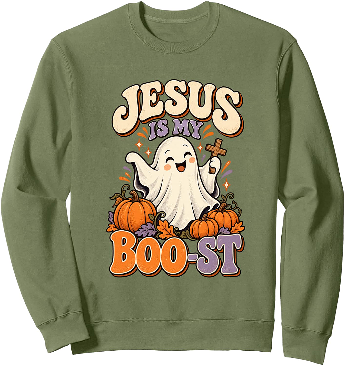  Jesus Is My Boo-st Halloween Sweatshirt Christian Ghost Tee