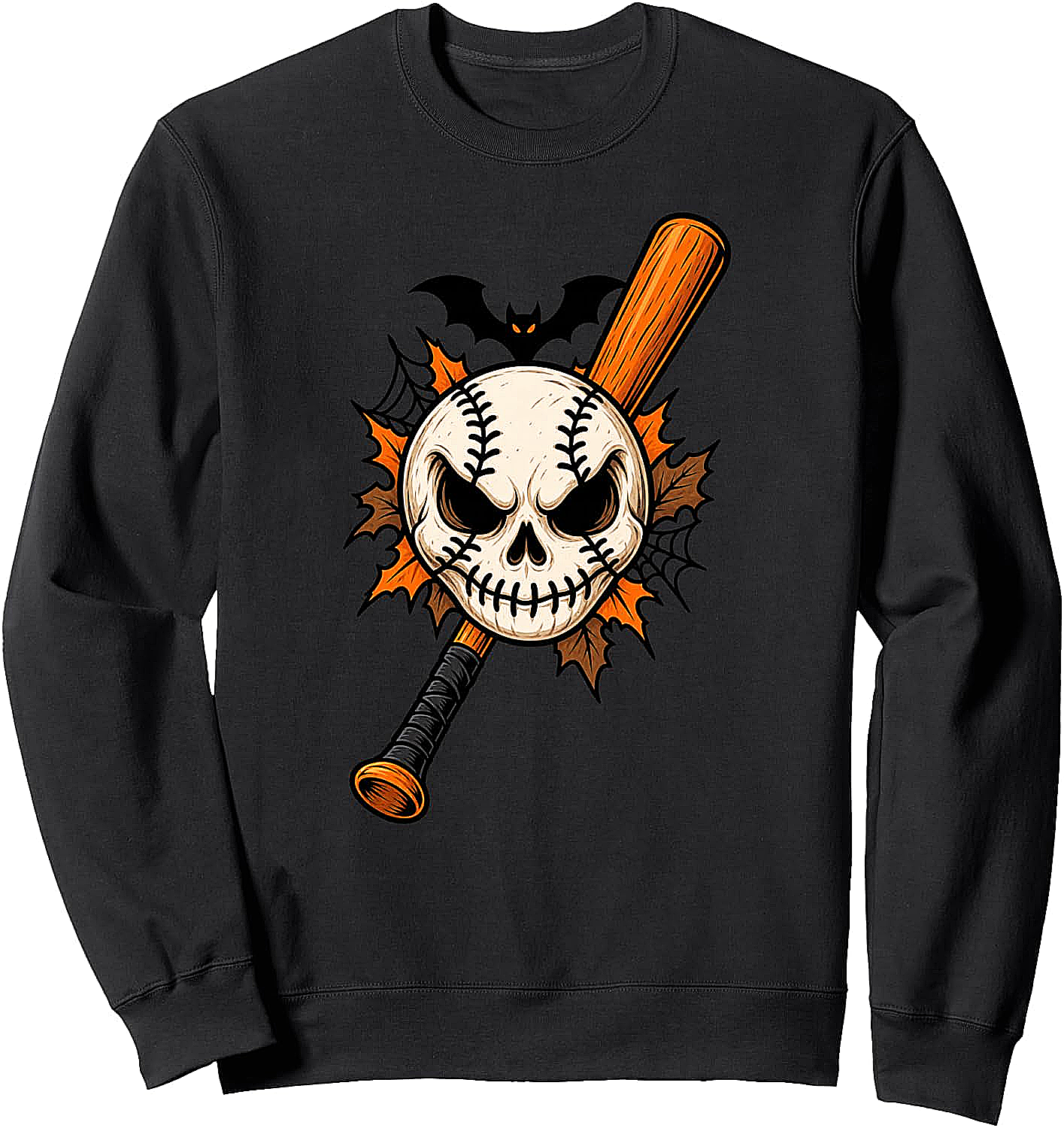 Halloween Baseball Skull Sweatshirt Spooky Baseball Tee