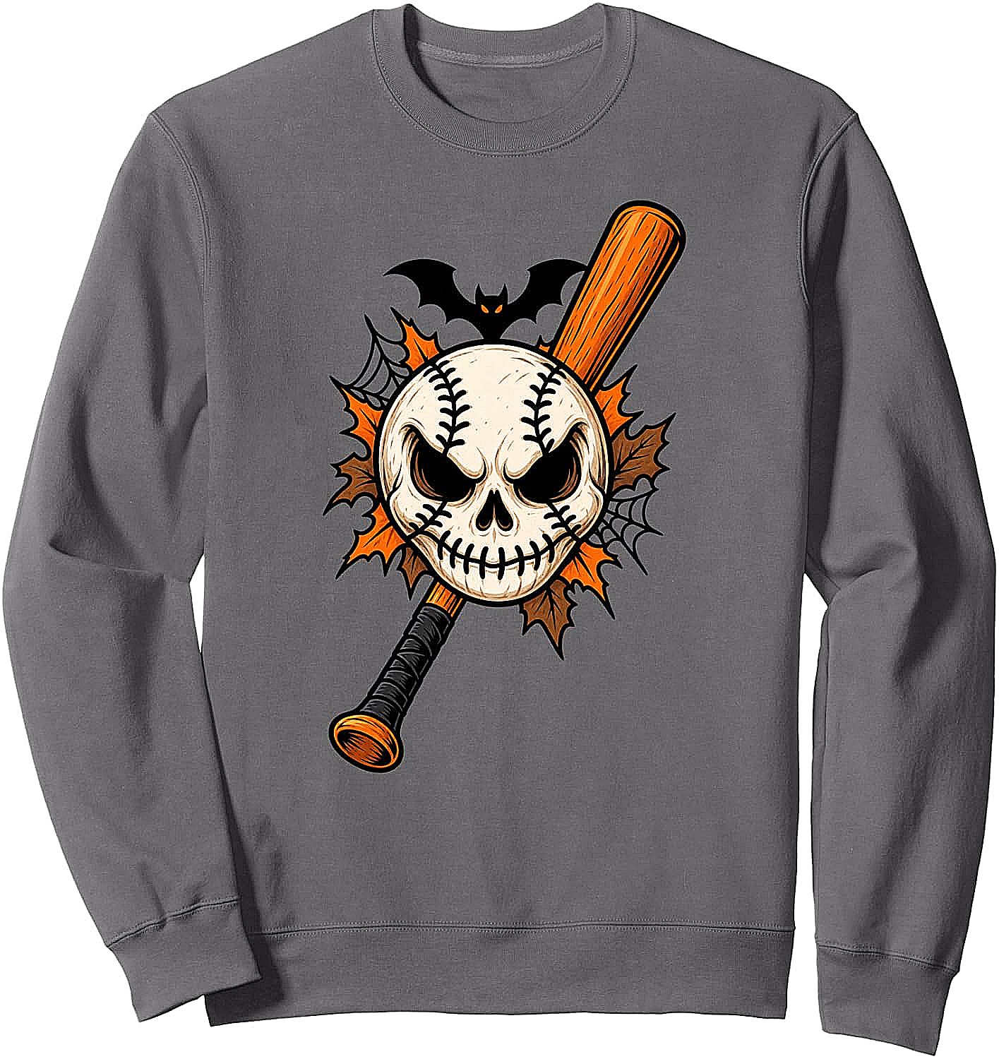  Halloween Baseball Skull Sweatshirt Spooky Baseball Tee