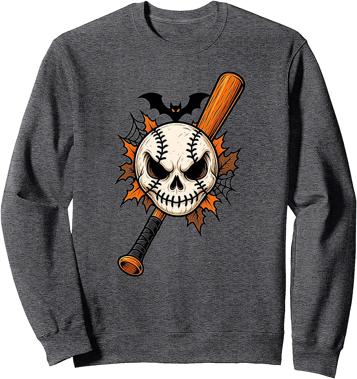  Halloween Baseball Skull Sweatshirt Spooky Baseball Tee
