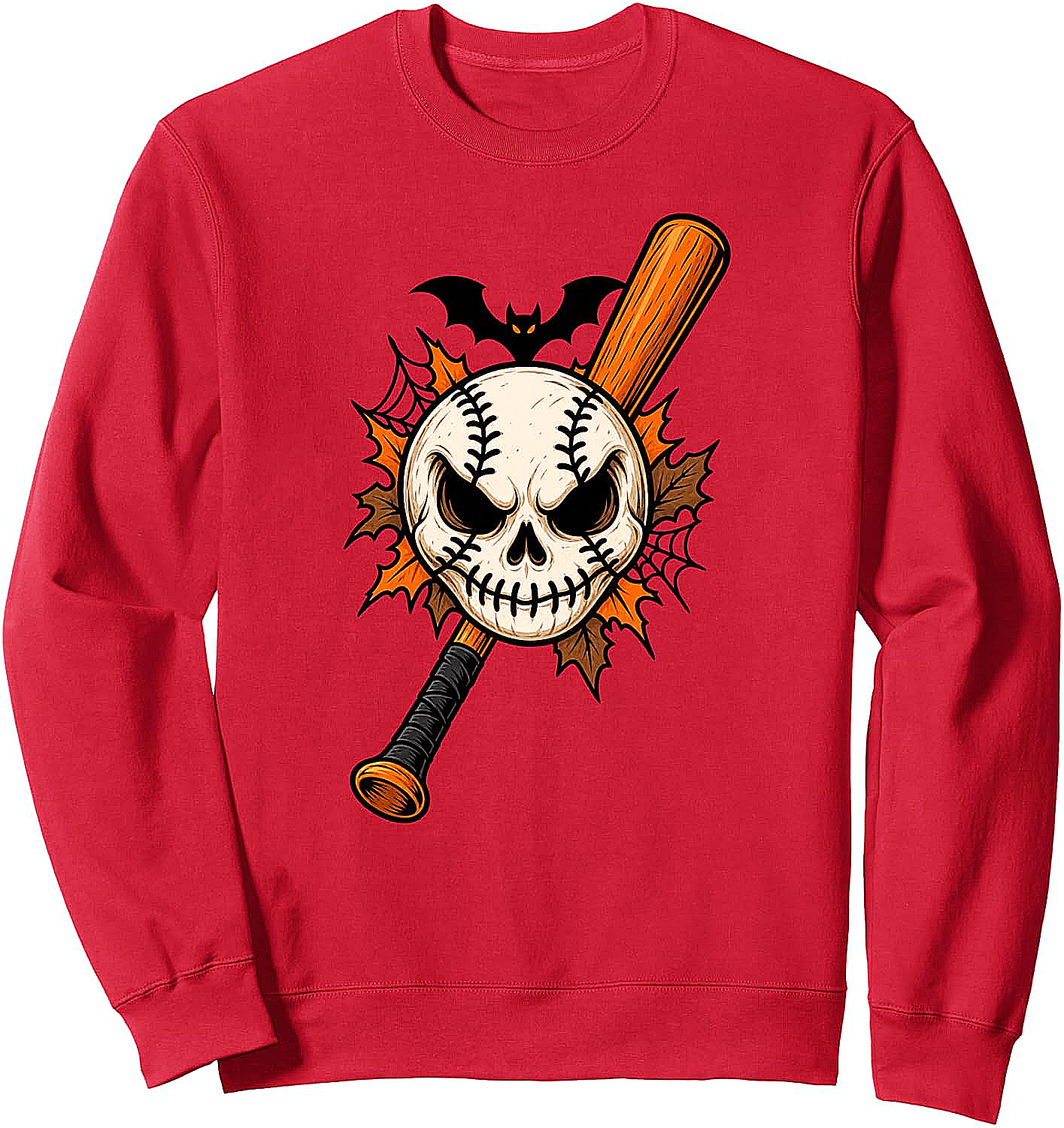  Halloween Baseball Skull Sweatshirt Spooky Baseball Tee