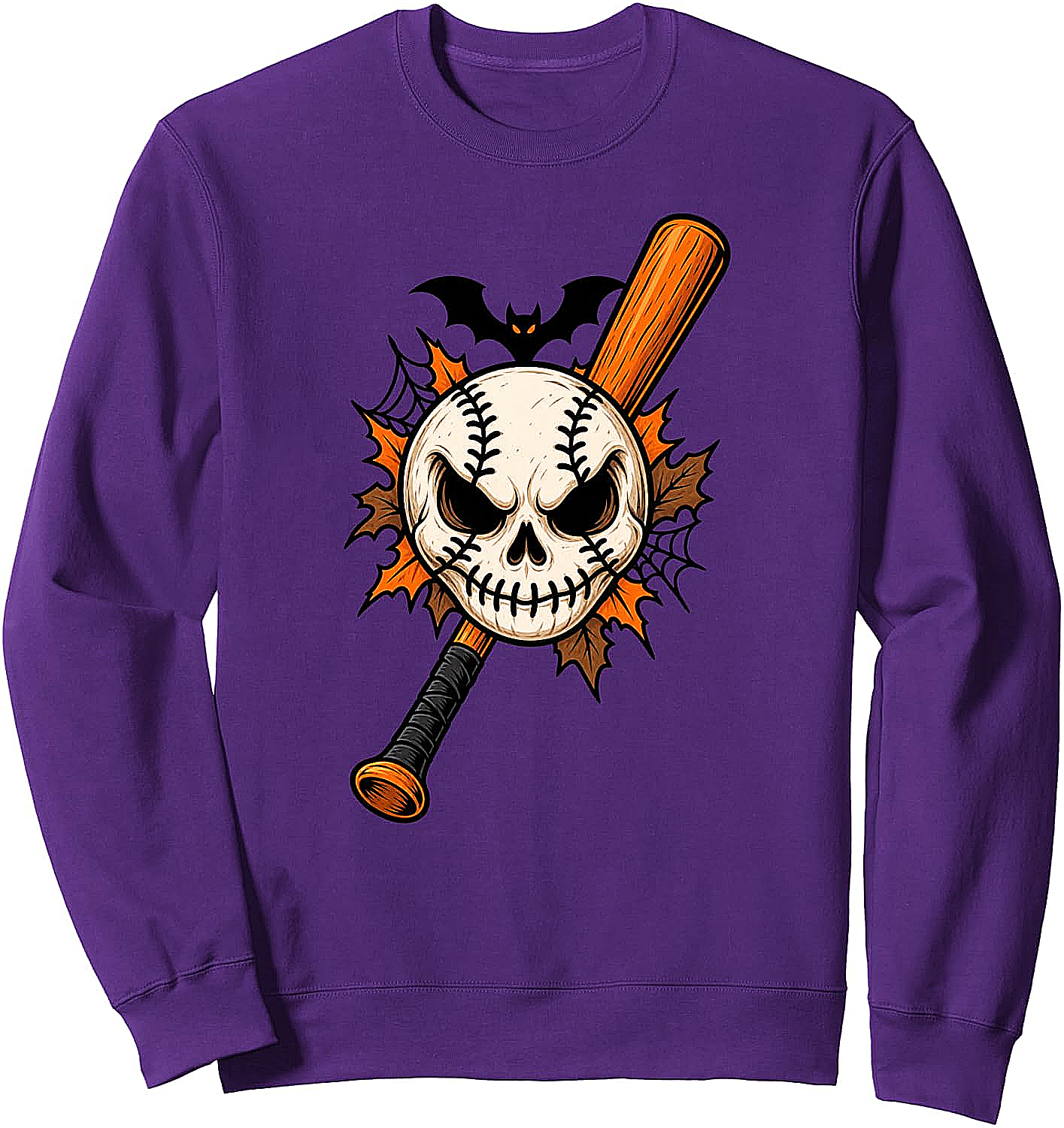  Halloween Baseball Skull Sweatshirt Spooky Baseball Tee