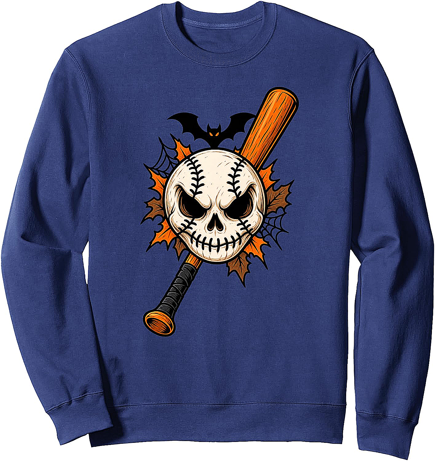  Halloween Baseball Skull Sweatshirt Spooky Baseball Tee