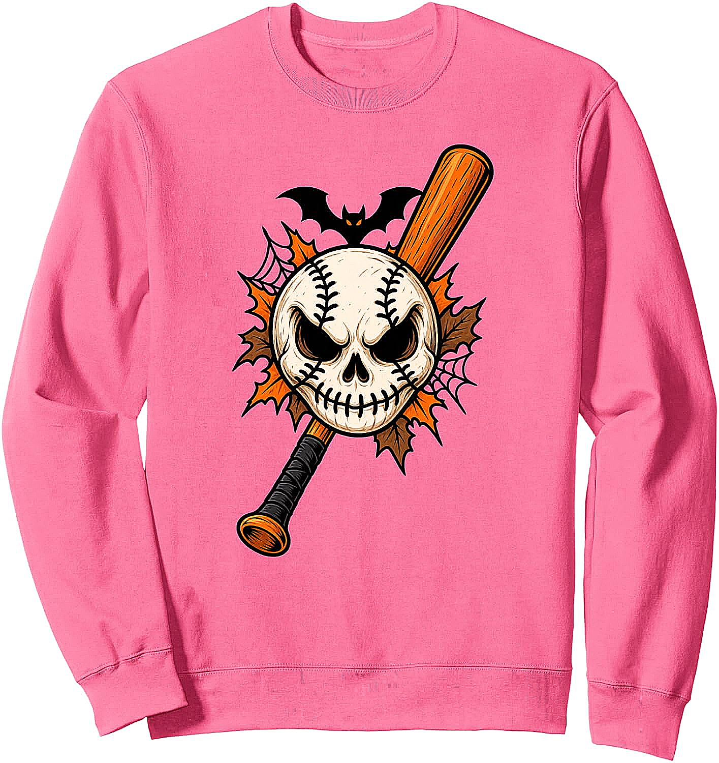  Halloween Baseball Skull Sweatshirt Spooky Baseball Tee