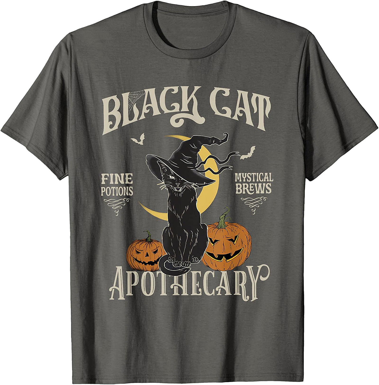 Black Cat Apothecary Vintage Witchy T-Shirt | Halloween Tee