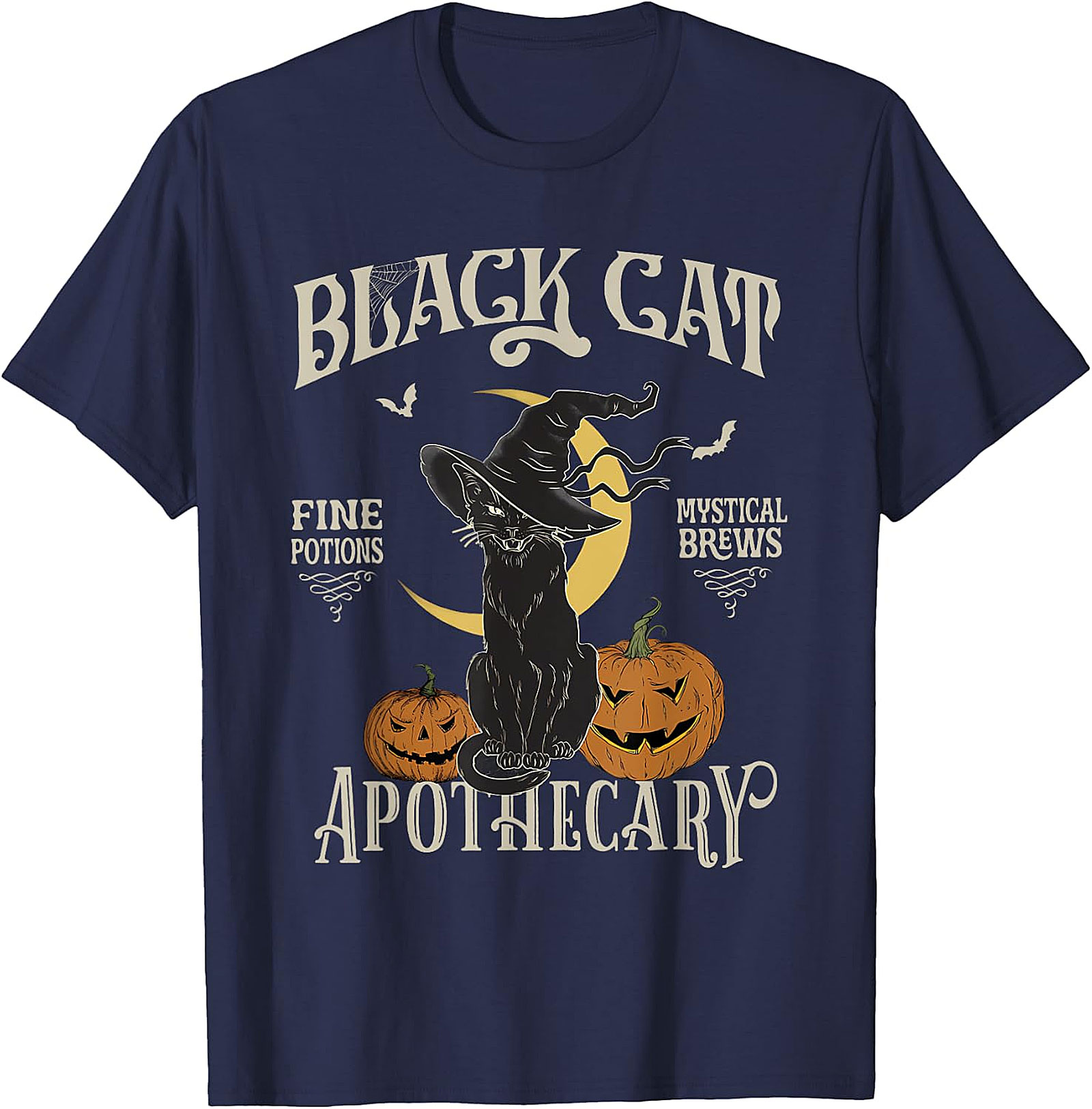 Black Cat Apothecary Vintage Witchy T-Shirt | Halloween Tee