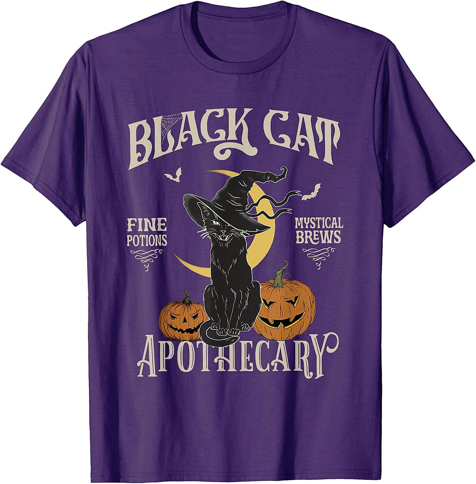 Black Cat Apothecary Vintage Witchy T-Shirt | Halloween Tee