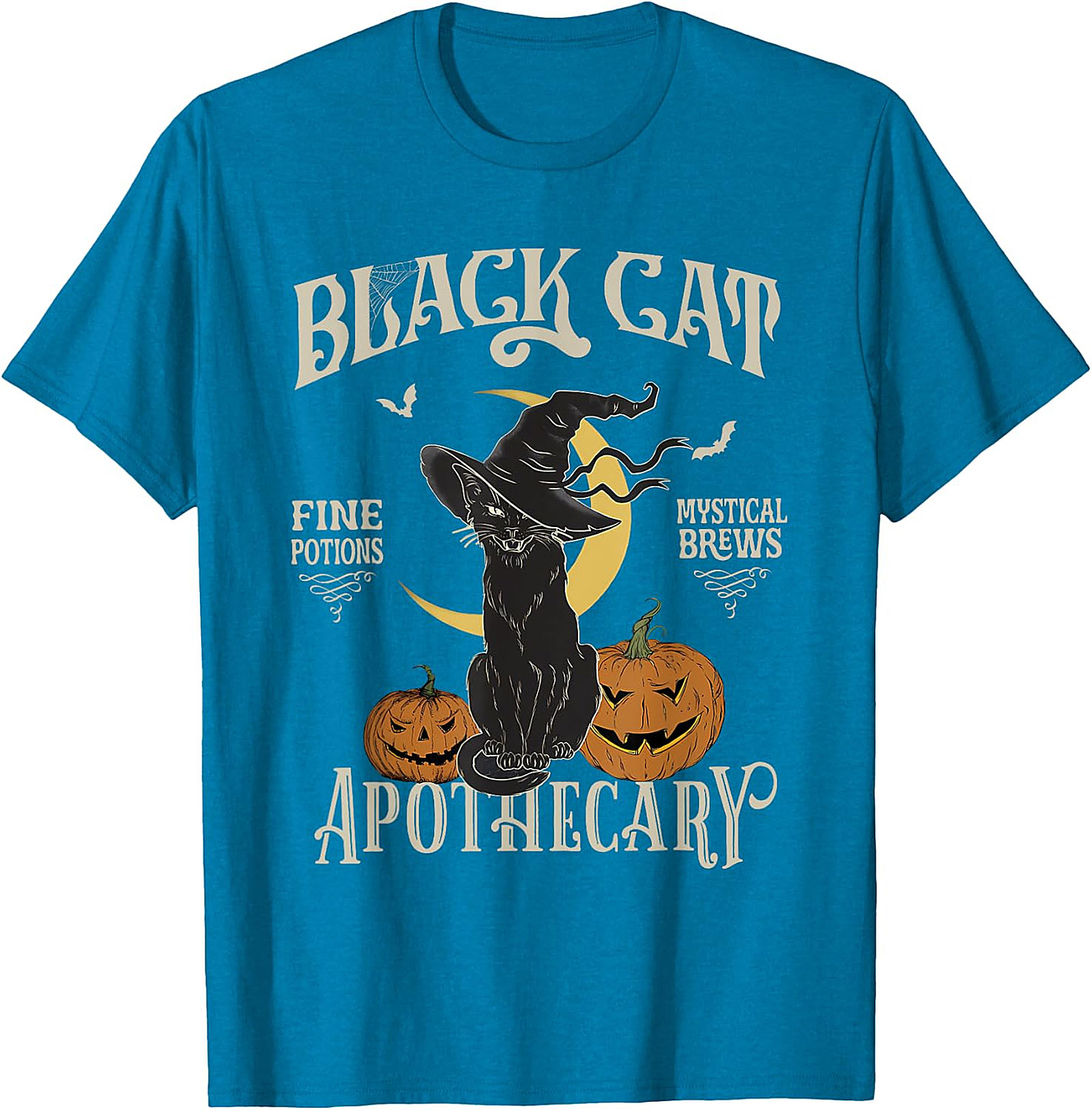Black Cat Apothecary Vintage Witchy T-Shirt | Halloween Tee