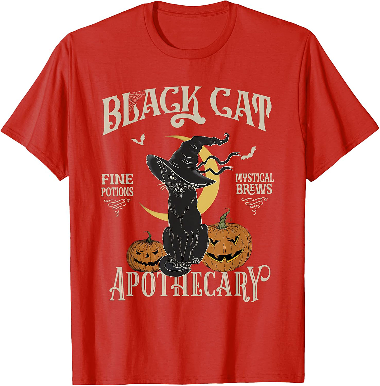 Black Cat Apothecary Vintage Witchy T-Shirt | Halloween Tee