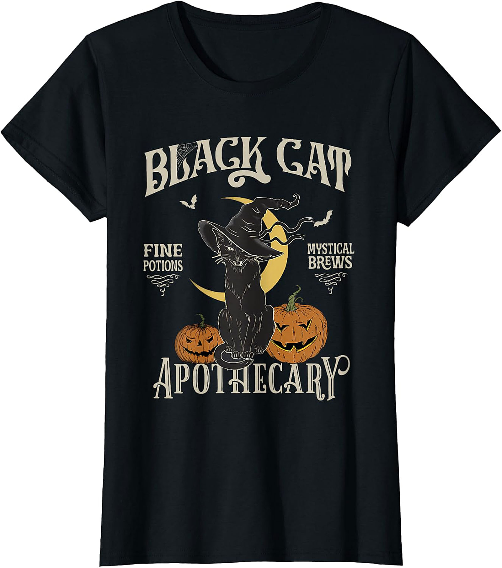 Black Cat Apothecary Vintage Witchy T-Shirt | Halloween Tee
