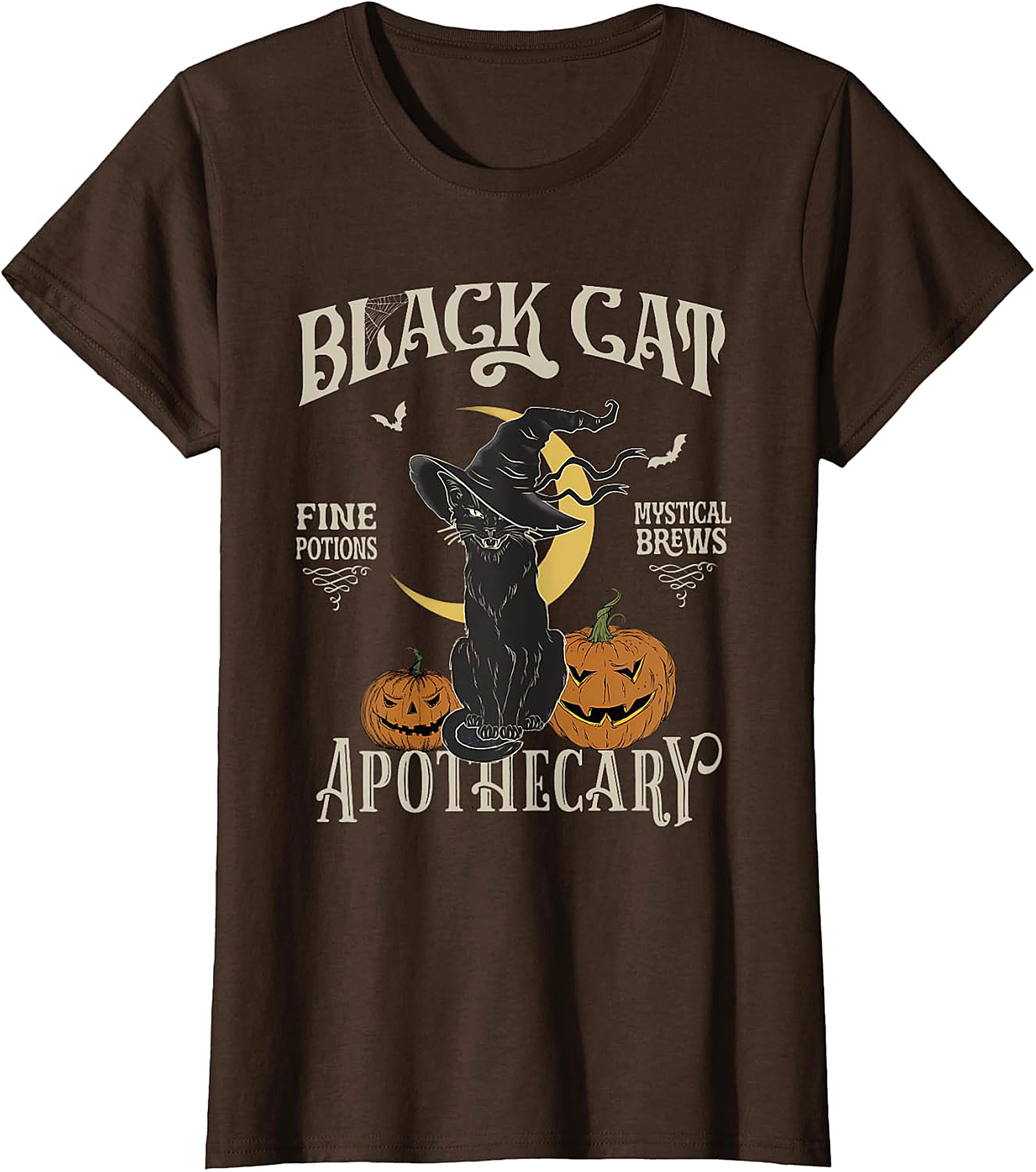 Black Cat Apothecary Vintage Witchy T-Shirt | Halloween Tee