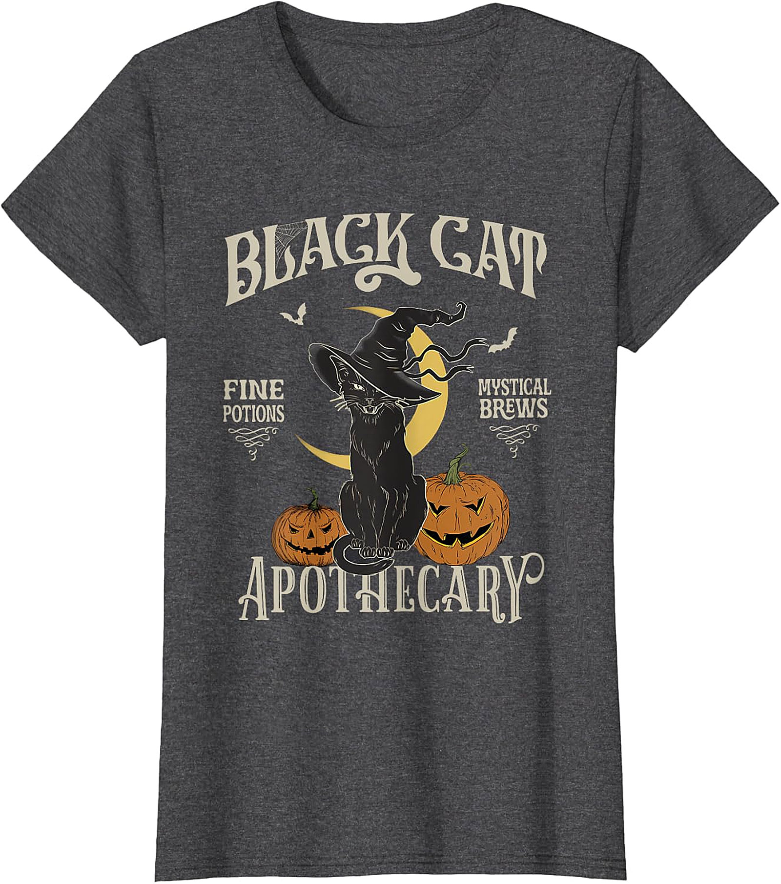 Black Cat Apothecary Vintage Witchy T-Shirt | Halloween Tee