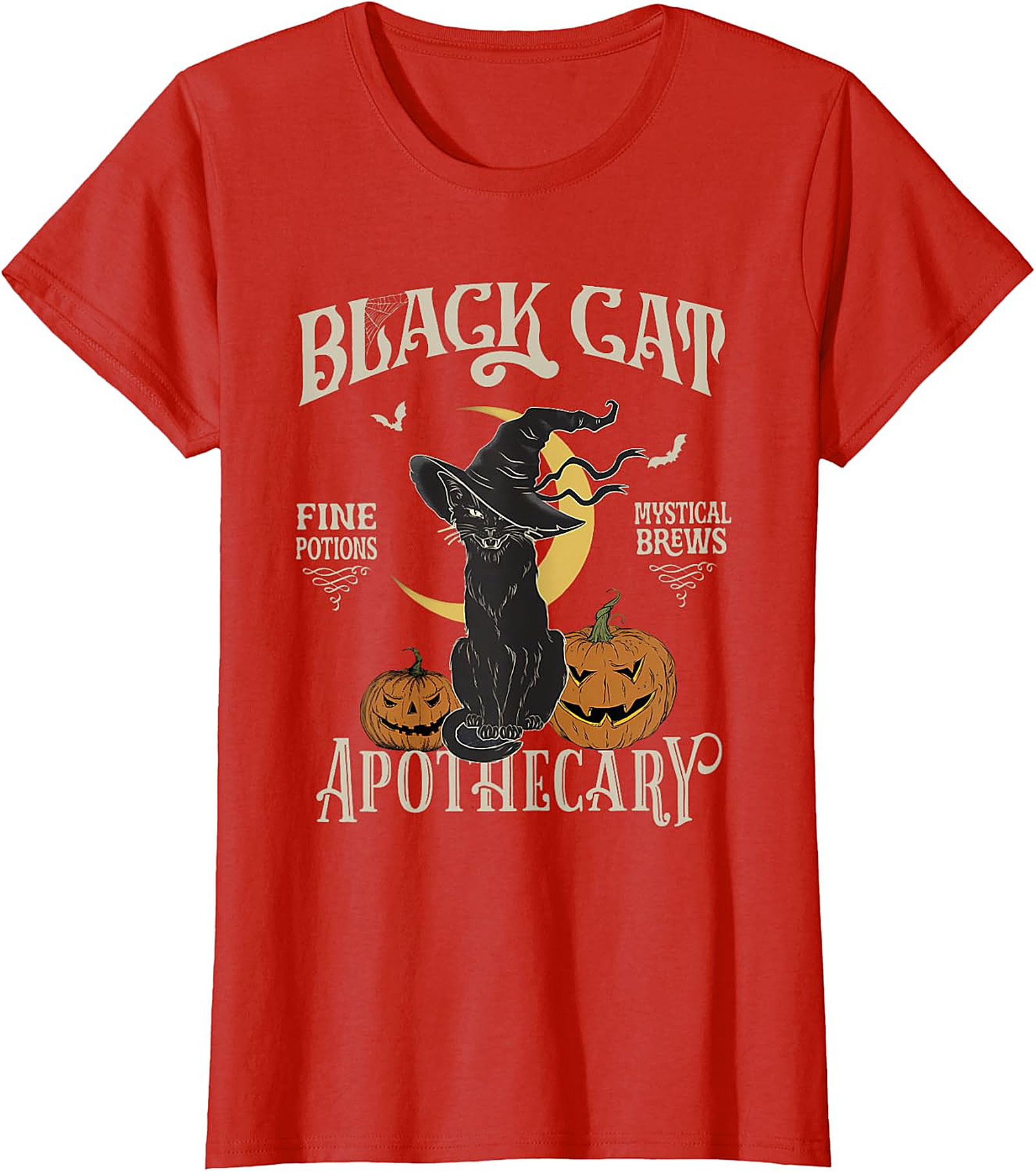 Black Cat Apothecary Vintage Witchy T-Shirt | Halloween Tee