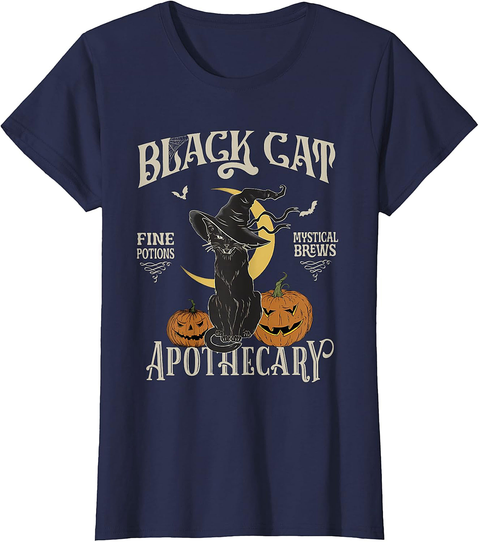 Black Cat Apothecary Vintage Witchy T-Shirt | Halloween Tee