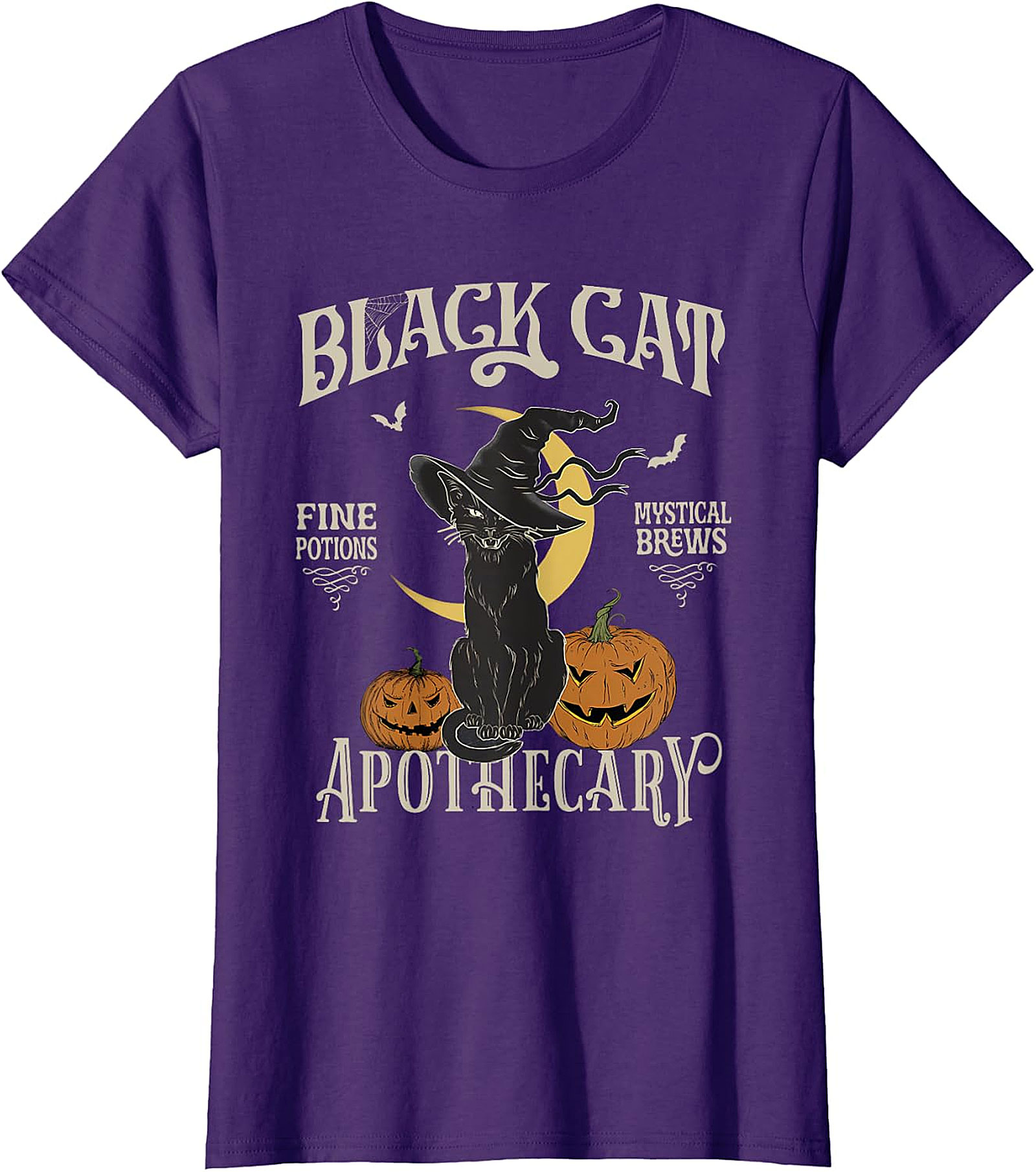 Black Cat Apothecary Vintage Witchy T-Shirt | Halloween Tee