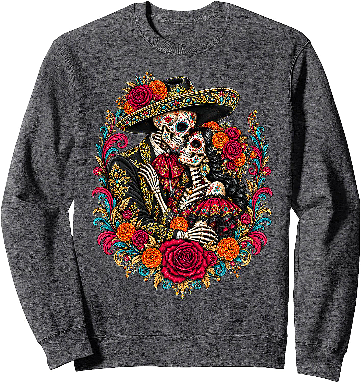 Dia de los Muertos Skeleton Couple Sweatshirt Cozy & Unique