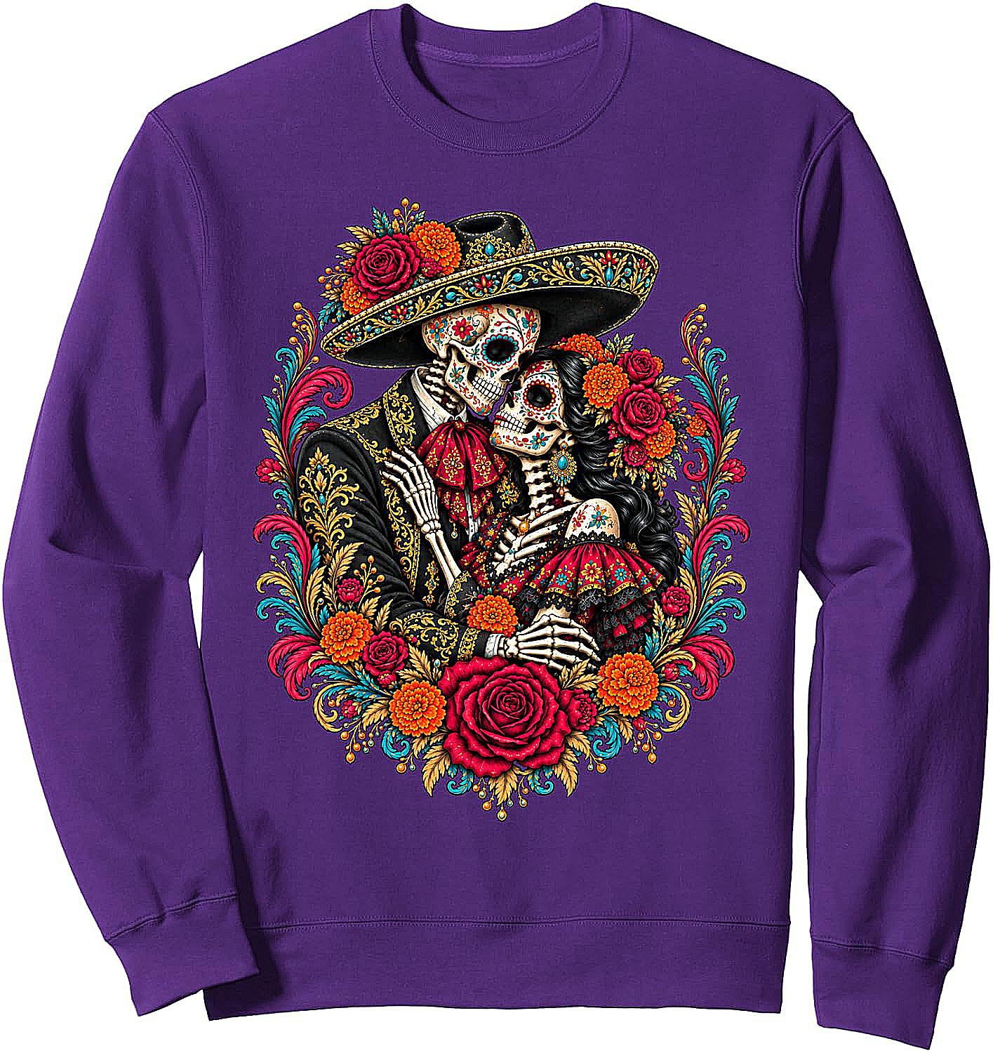 Dia de los Muertos Skeleton Couple Sweatshirt Cozy & Unique