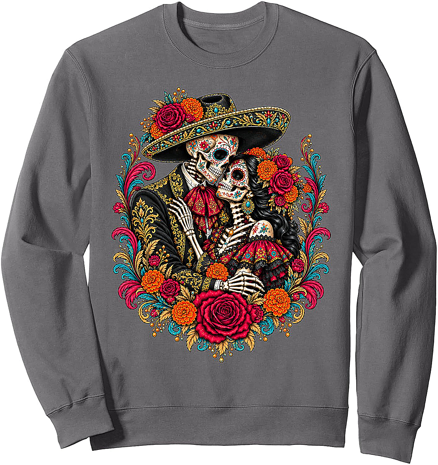 Dia de los Muertos Skeleton Couple Sweatshirt Cozy & Unique