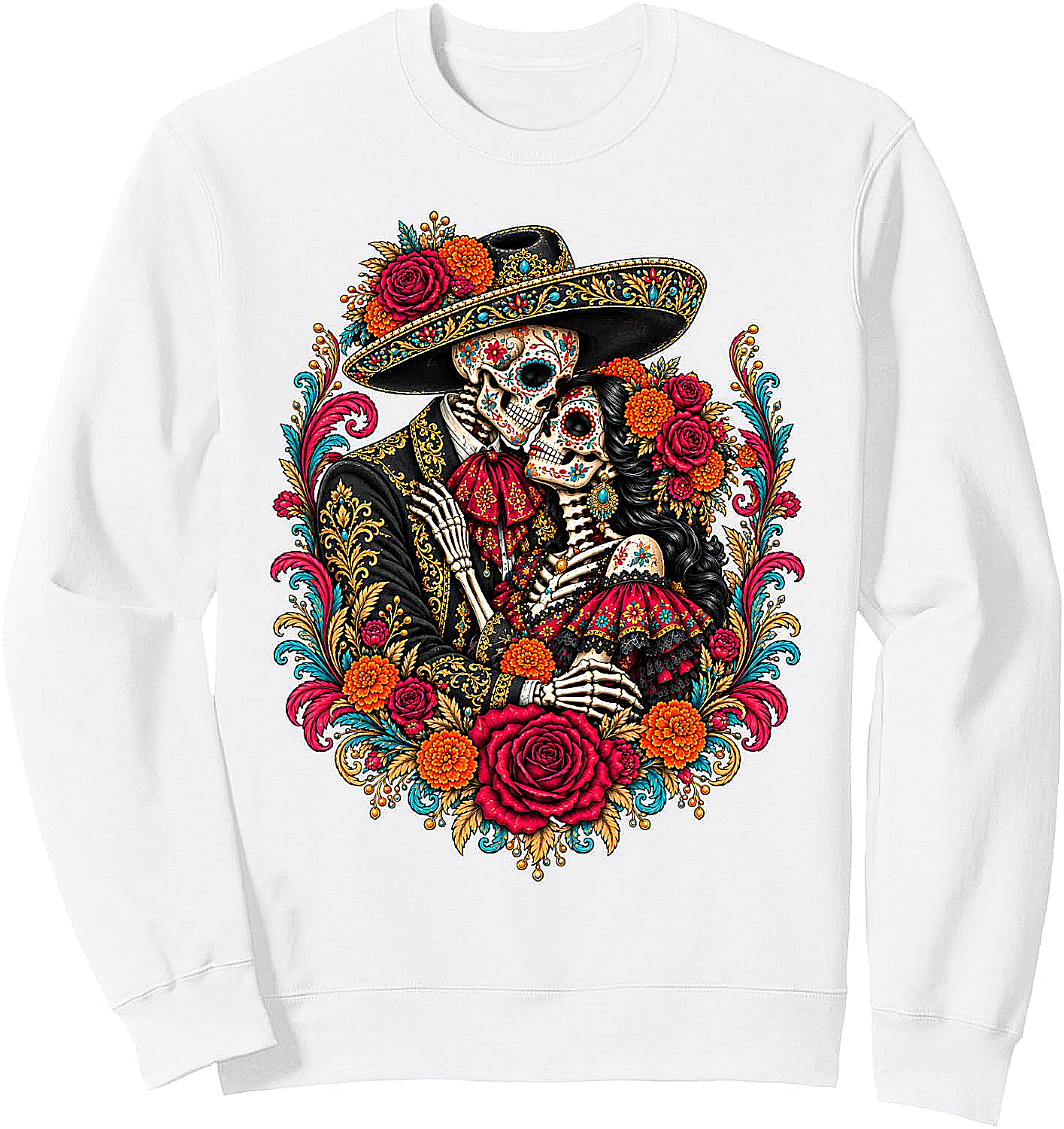 Dia de los Muertos Skeleton Couple Sweatshirt Cozy & Unique