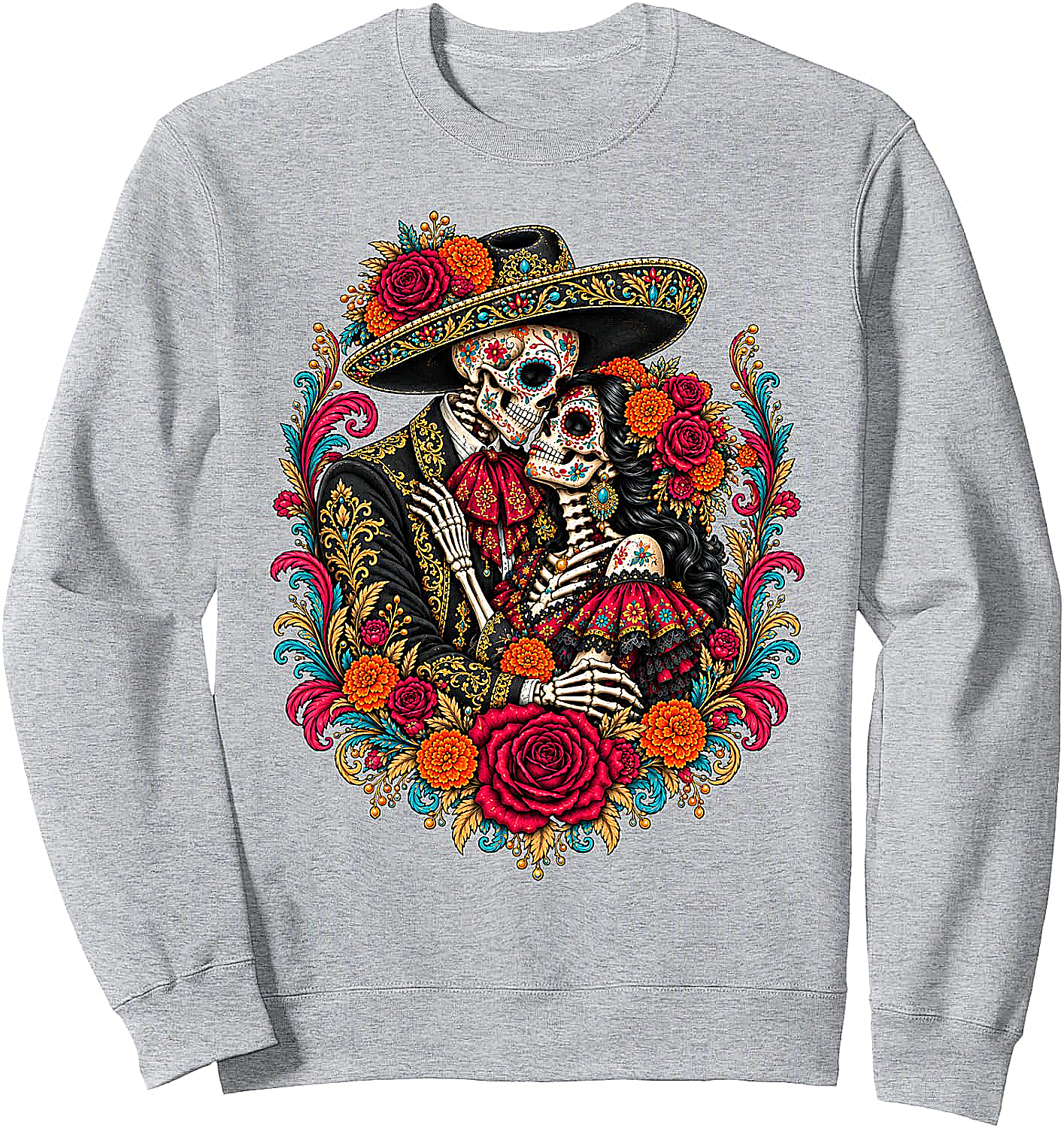 Dia de los Muertos Skeleton Couple Sweatshirt Cozy & Unique