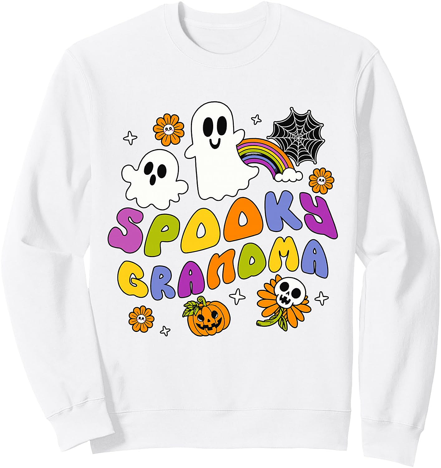 Spooky Grandma Funny Ghost Pumpkin Vintage Flowers Sweatshirt