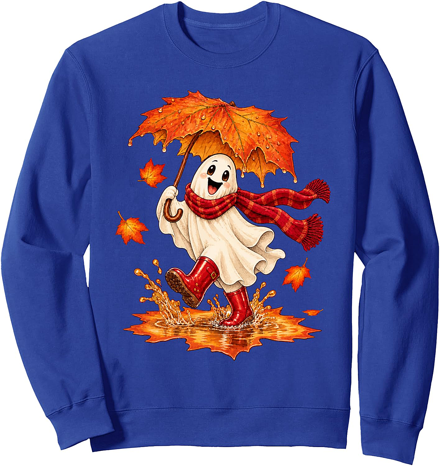 Fall Ghost Sweatshirt Autumn Puddle Fun Cozy & Cute