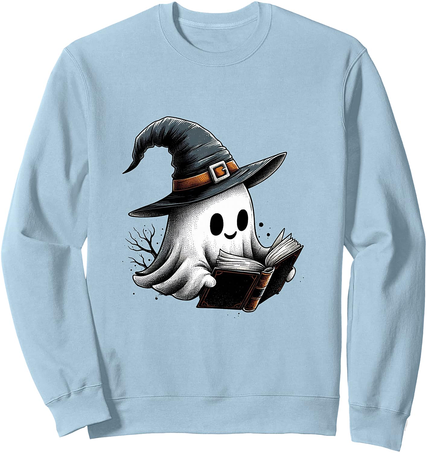Cute Reading Ghost Witch Hat Spooky Book Lover Sweatshirt