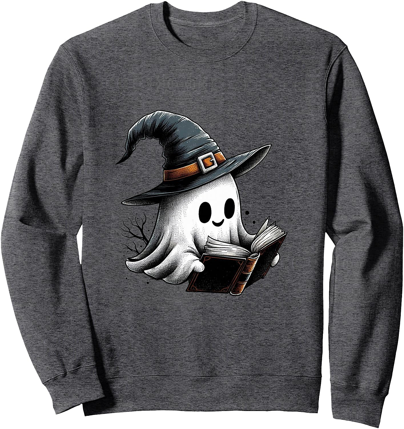Cute Reading Ghost Witch Hat Spooky Book Lover Sweatshirt