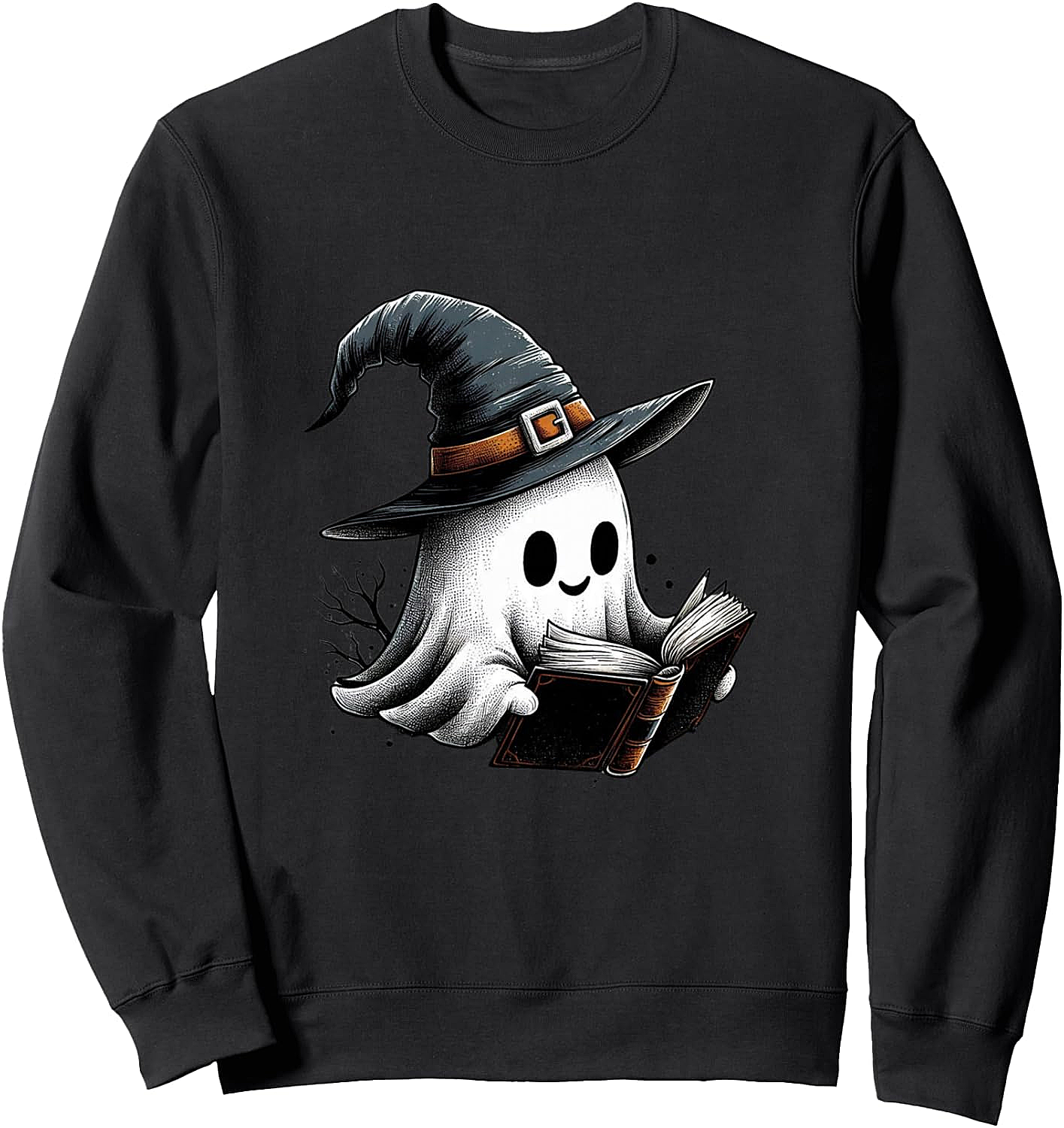 Cute Reading Ghost Witch Hat Spooky Book Lover Sweatshirt