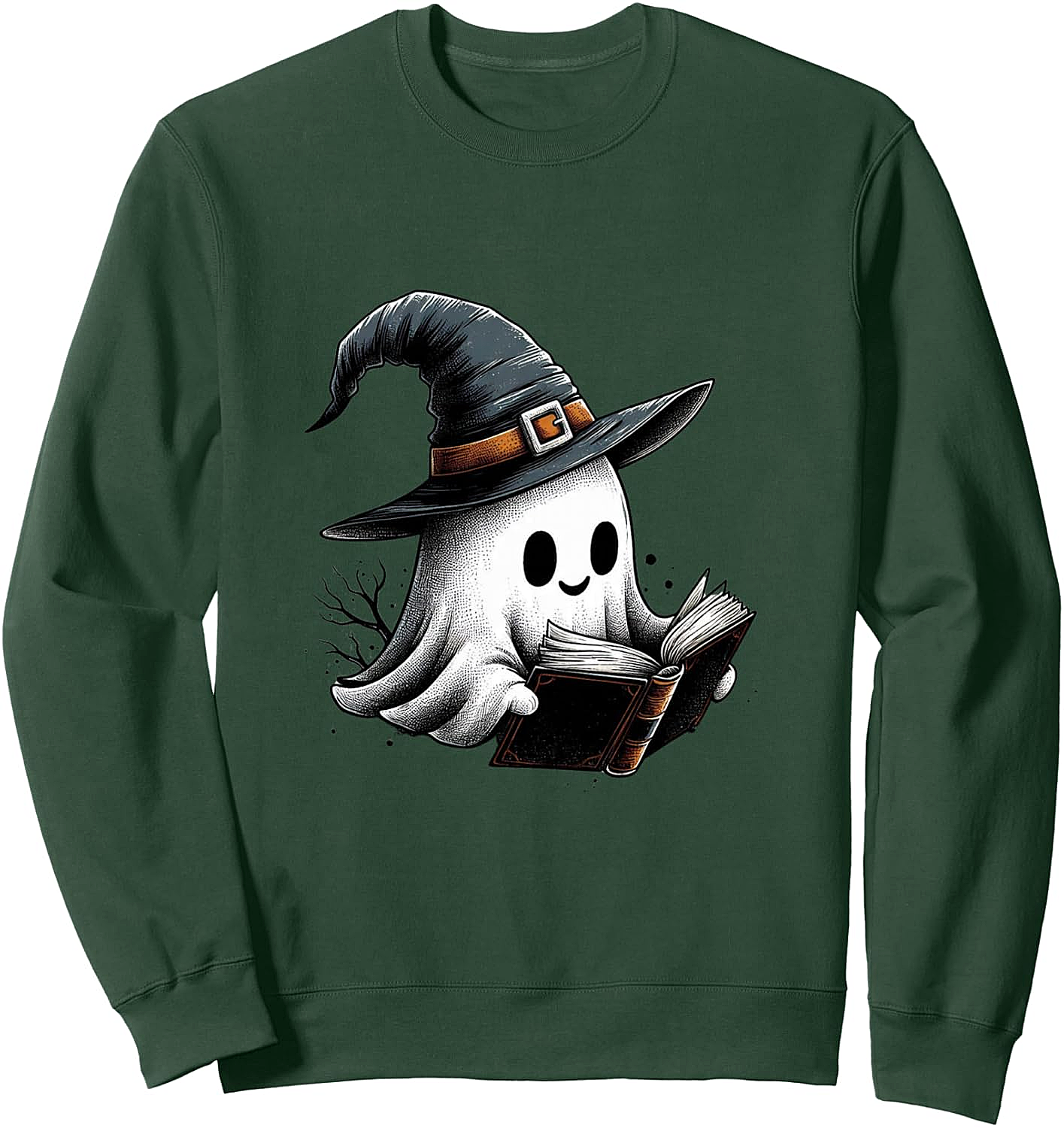 Cute Reading Ghost Witch Hat Spooky Book Lover Sweatshirt