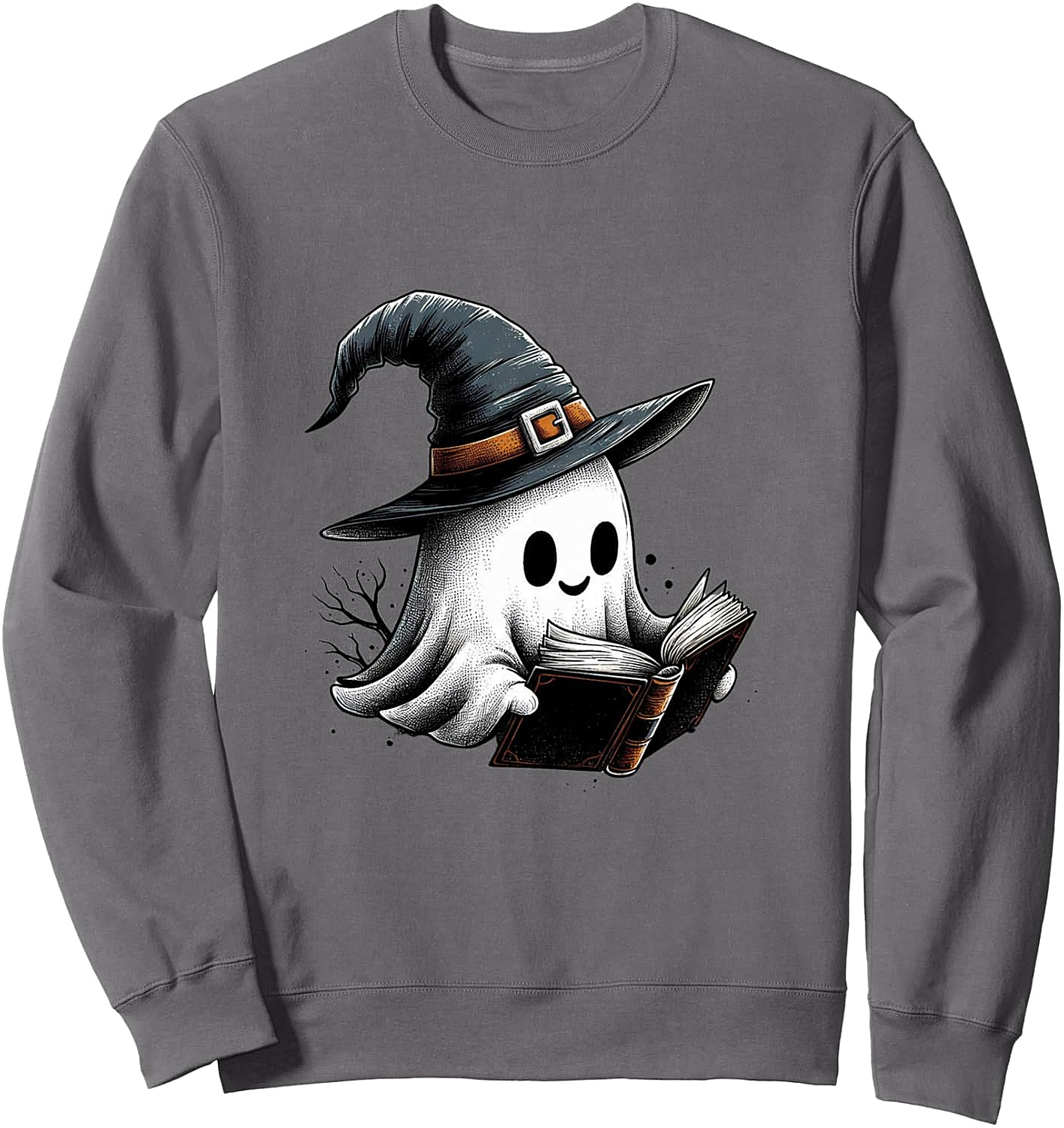 Cute Reading Ghost Witch Hat Spooky Book Lover Sweatshirt