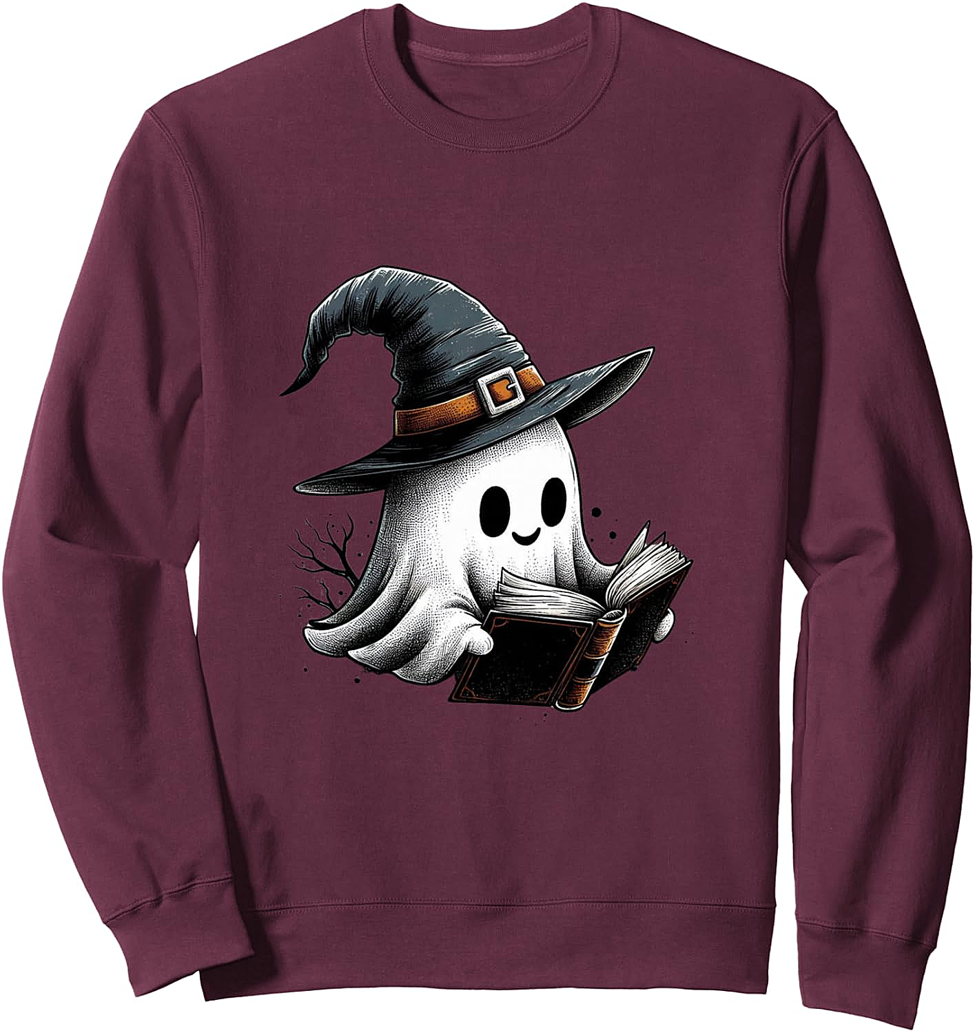 Cute Reading Ghost Witch Hat Spooky Book Lover Sweatshirt