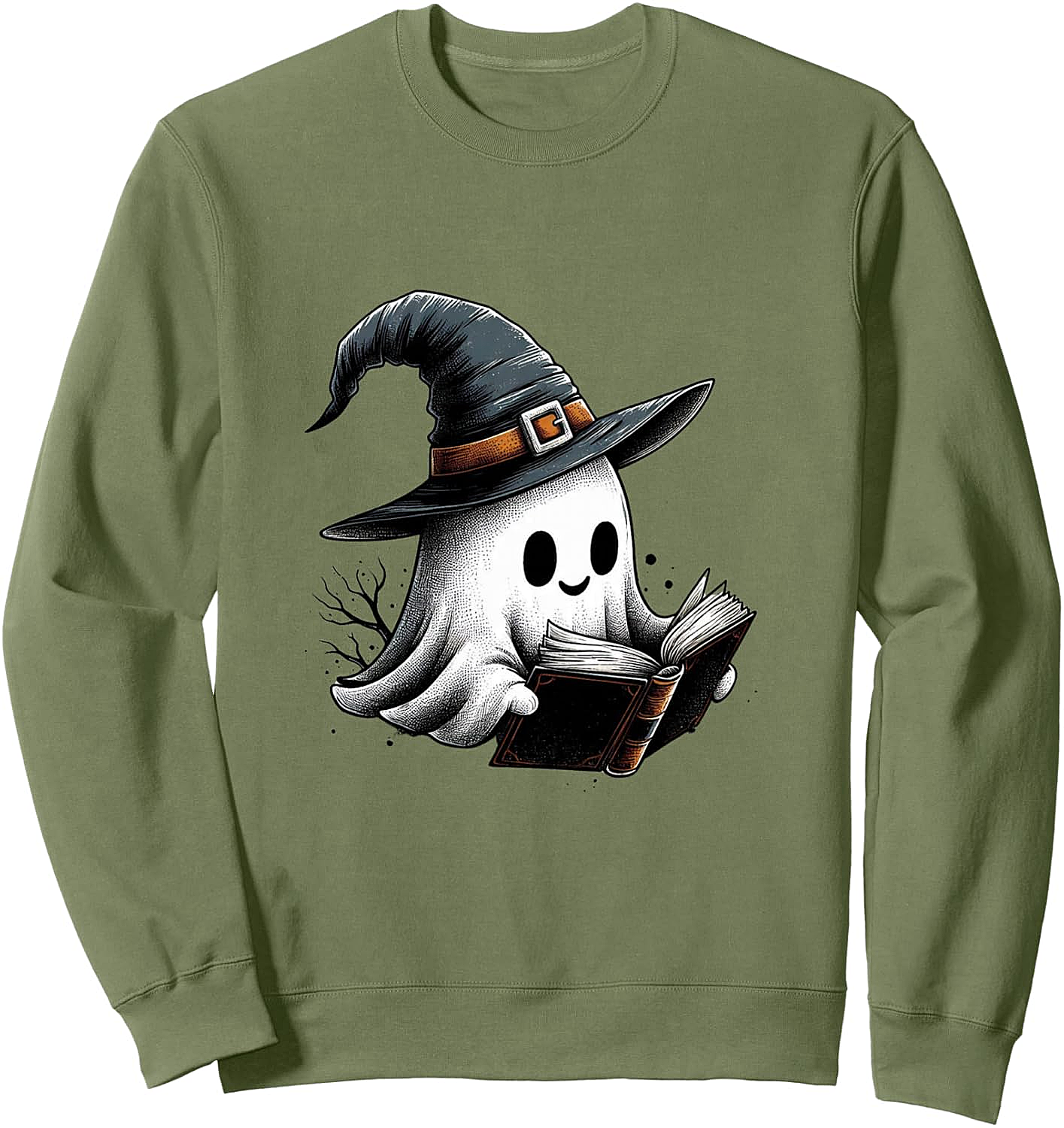 Cute Reading Ghost Witch Hat Spooky Book Lover Sweatshirt