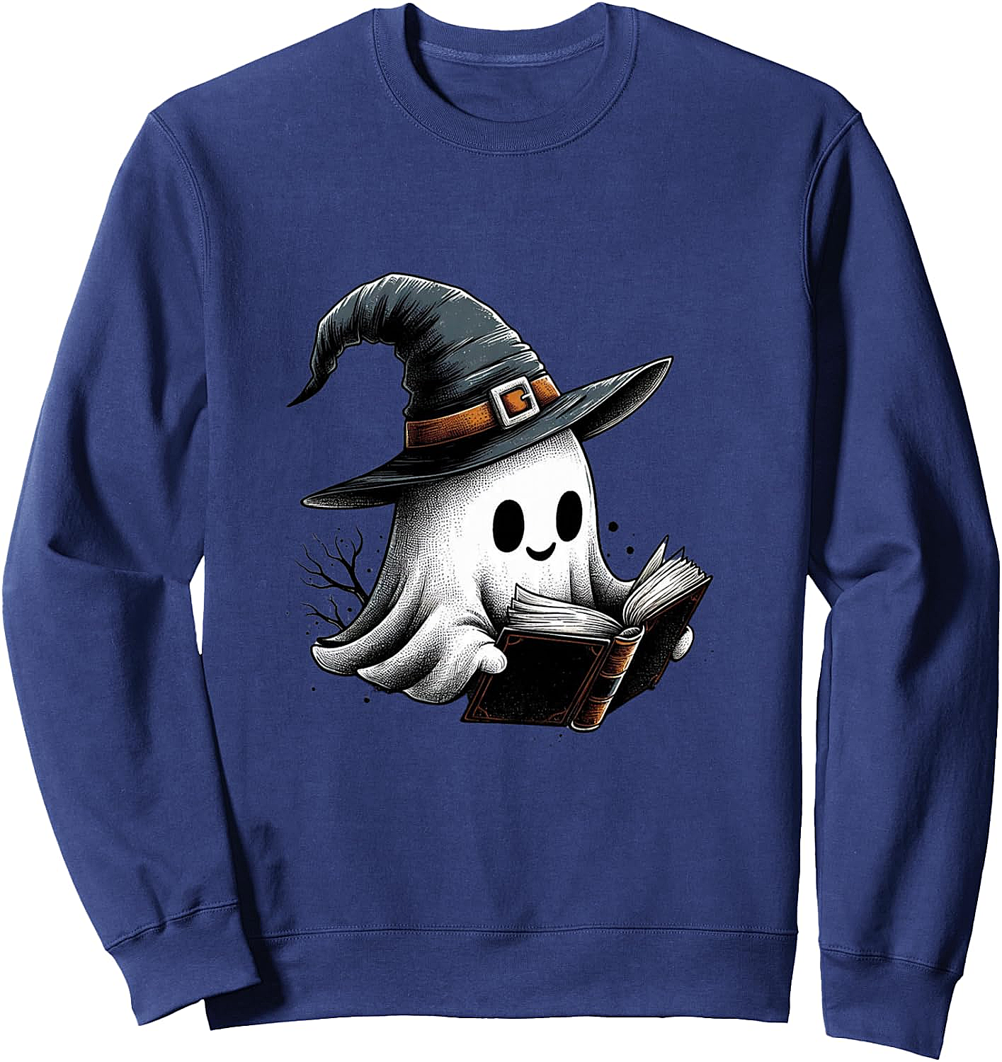 Cute Reading Ghost Witch Hat Spooky Book Lover Sweatshirt