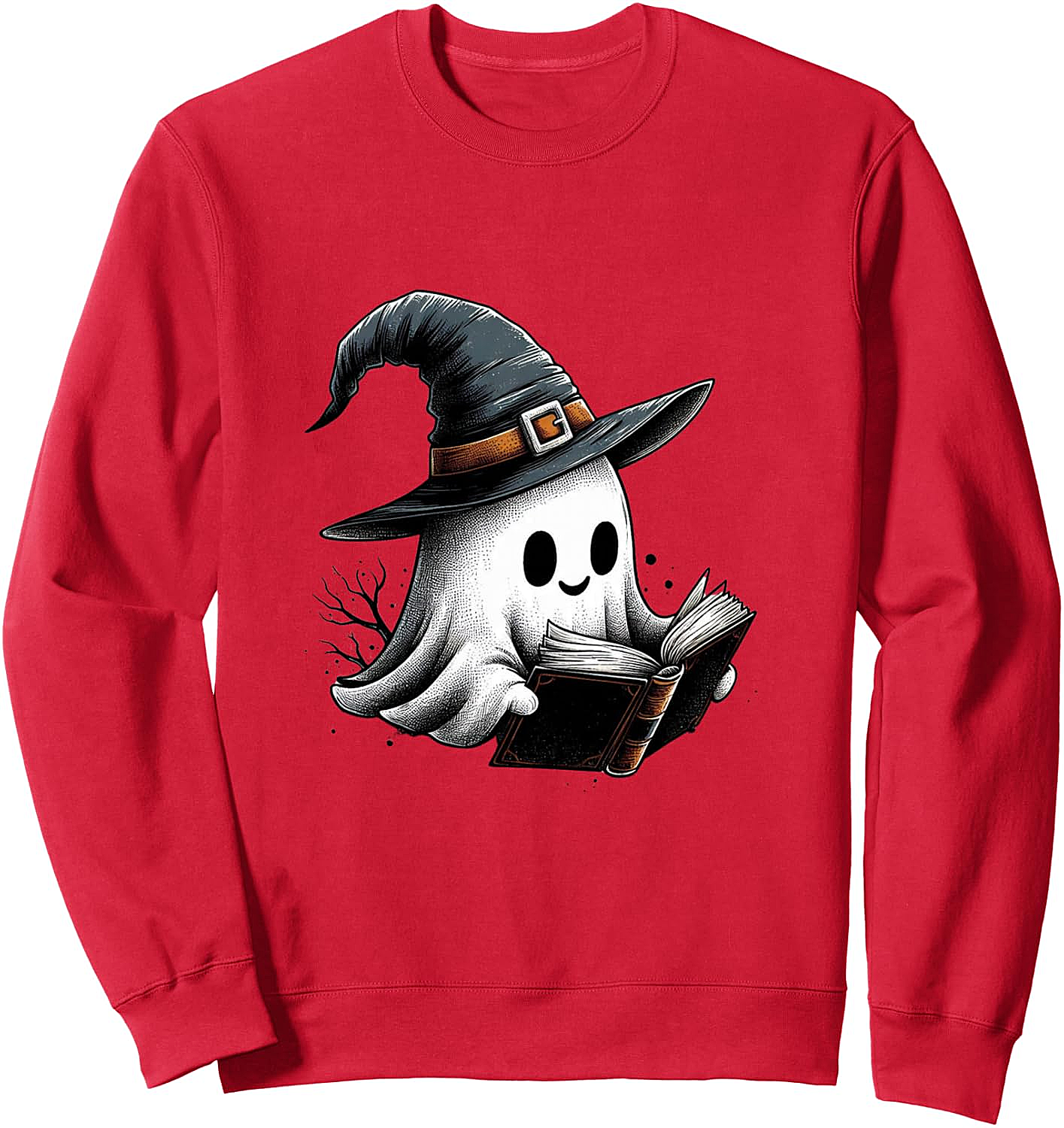 Cute Reading Ghost Witch Hat Spooky Book Lover Sweatshirt