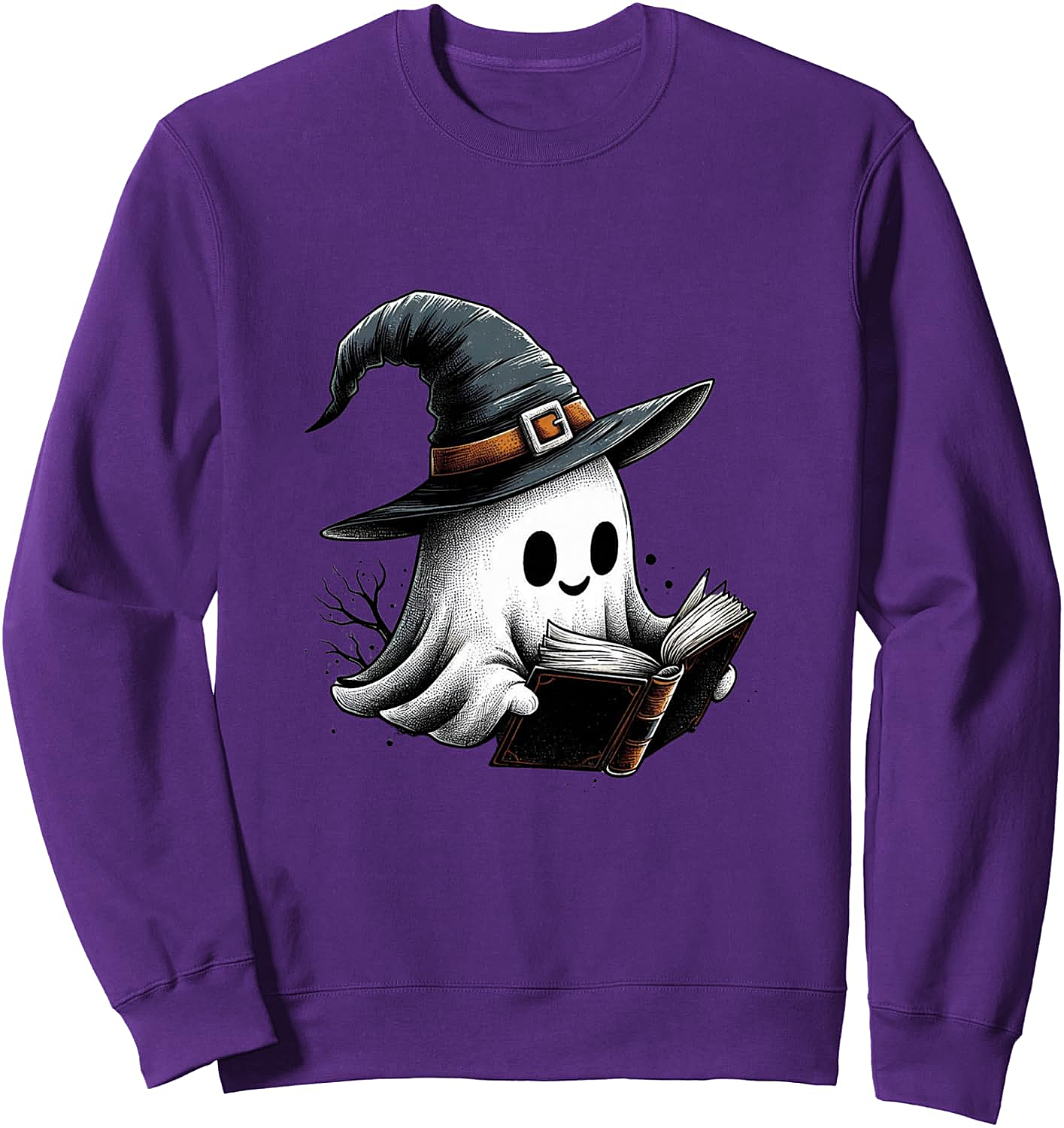 Cute Reading Ghost Witch Hat Spooky Book Lover Sweatshirt