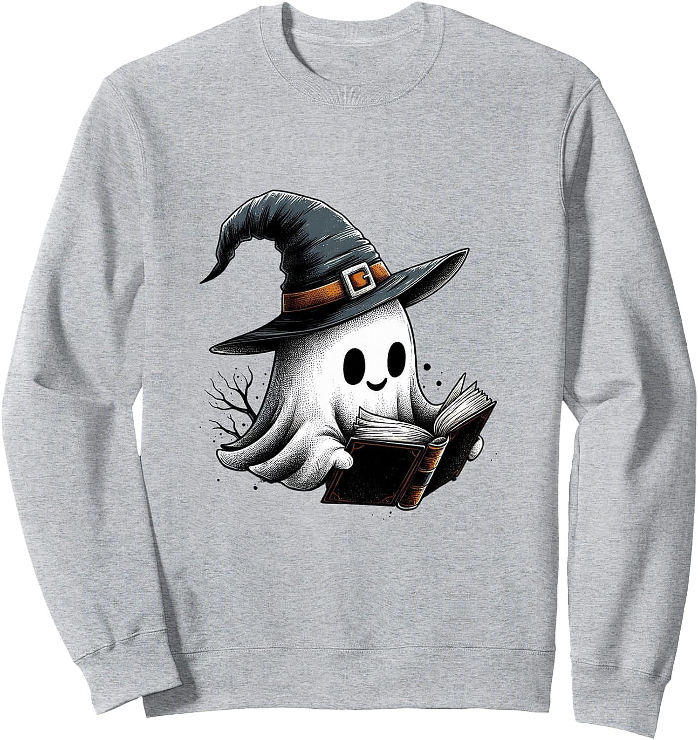 Cute Reading Ghost Witch Hat Spooky Book Lover Sweatshirt