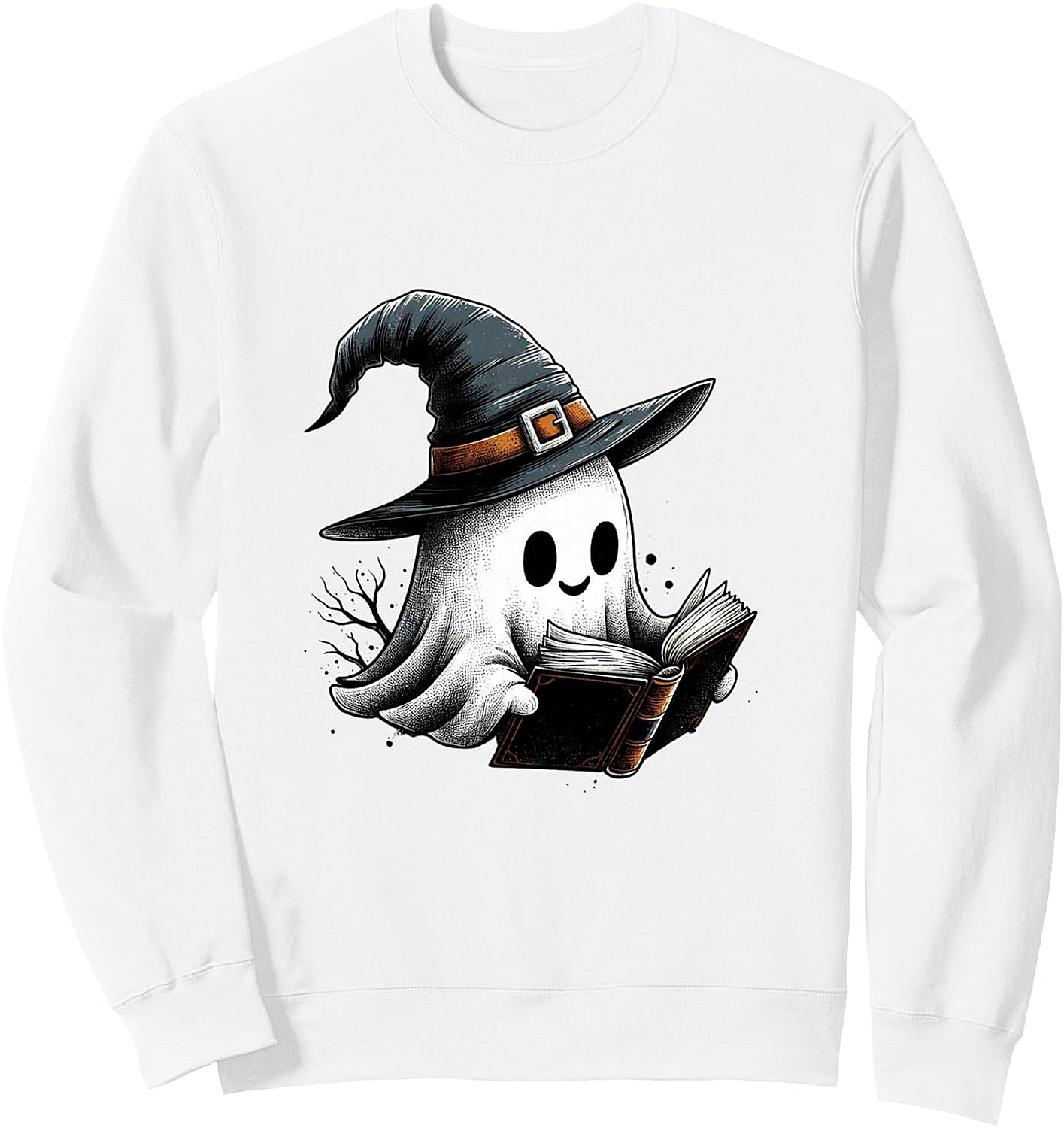 Cute Reading Ghost Witch Hat Spooky Book Lover Sweatshirt